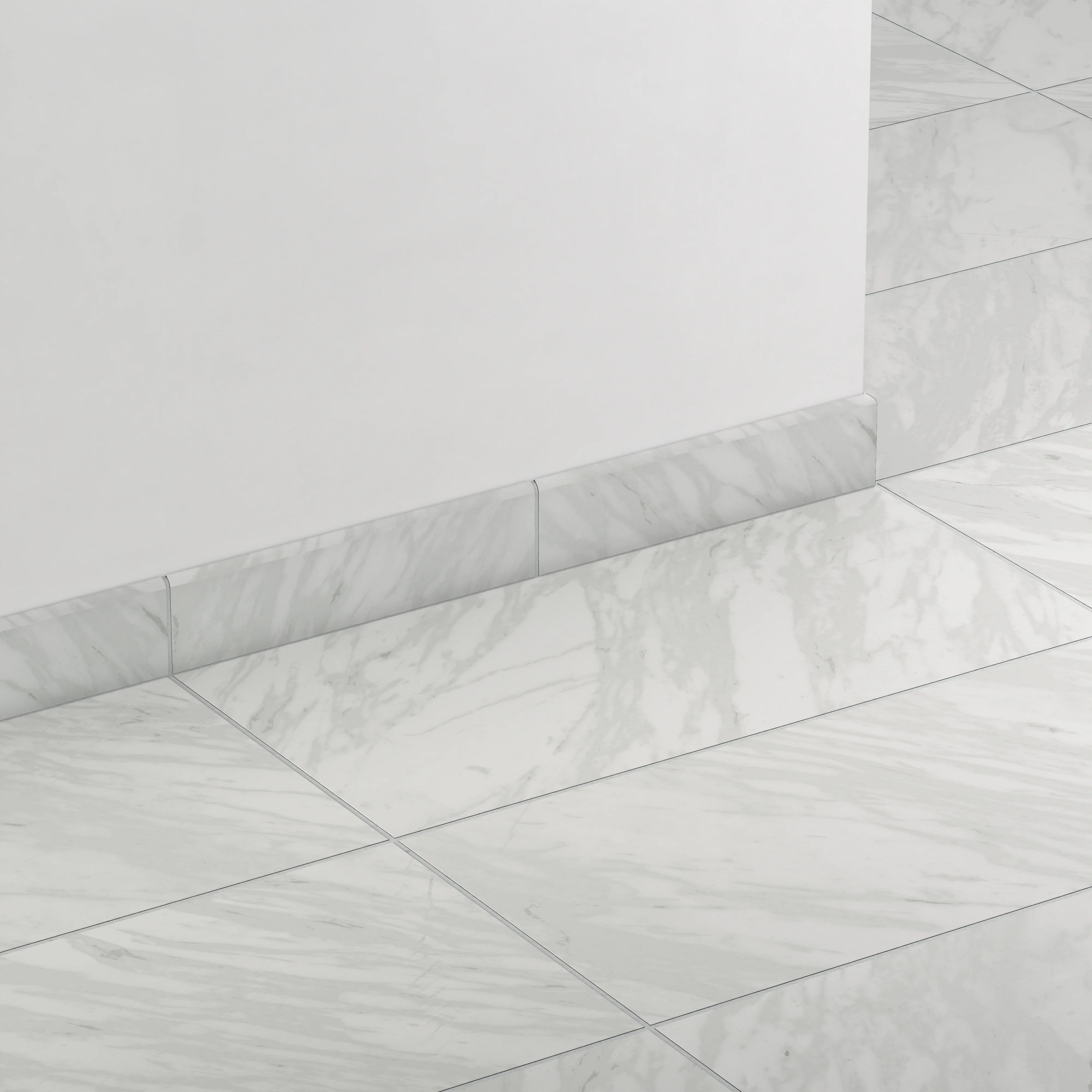 Blair 3 x 12 Matte Porcelain Bullnose Tile in Volakas White - Image 3