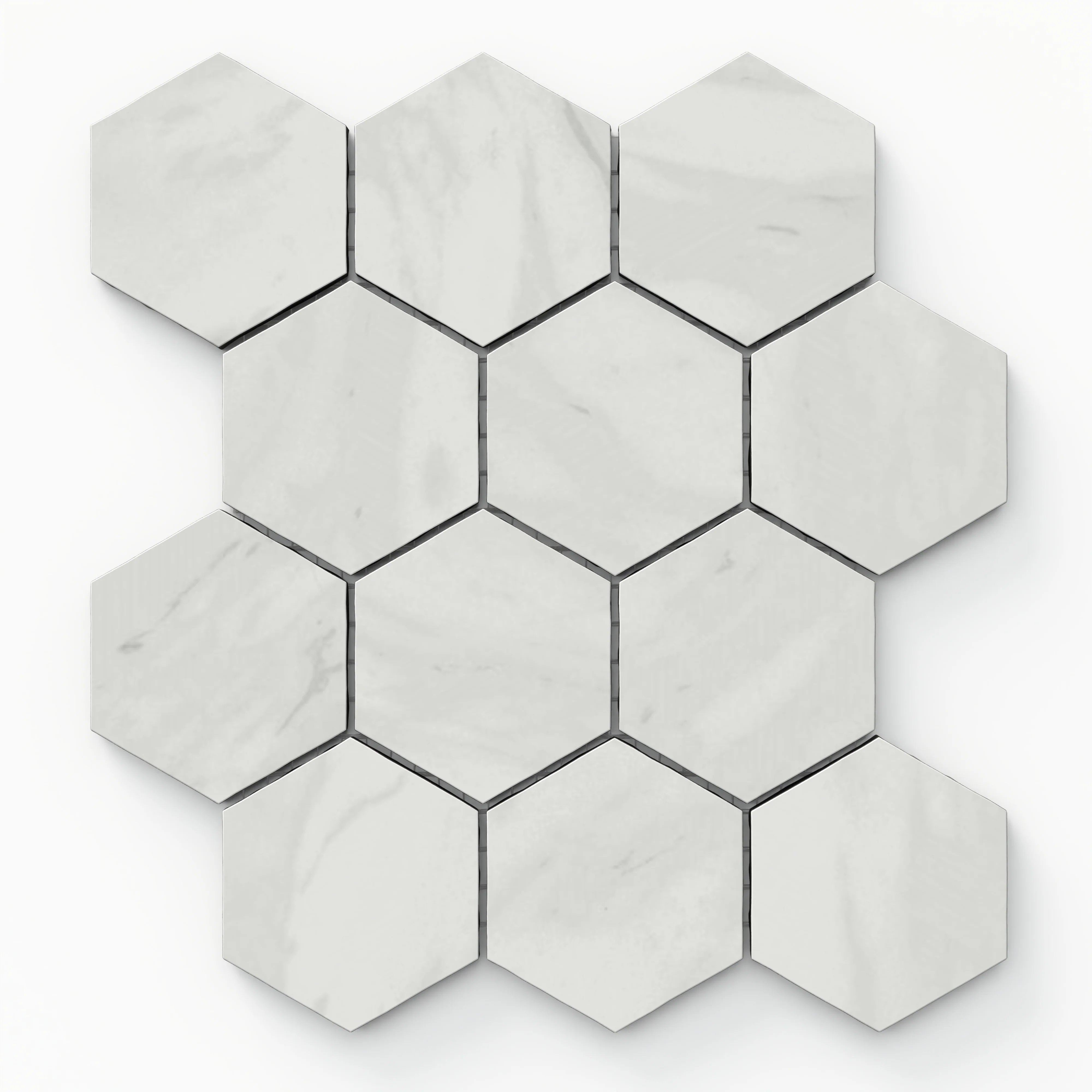 Blair 3 x 3 Matte Porcelain Hexagon Mosaic Tile in Volakas White