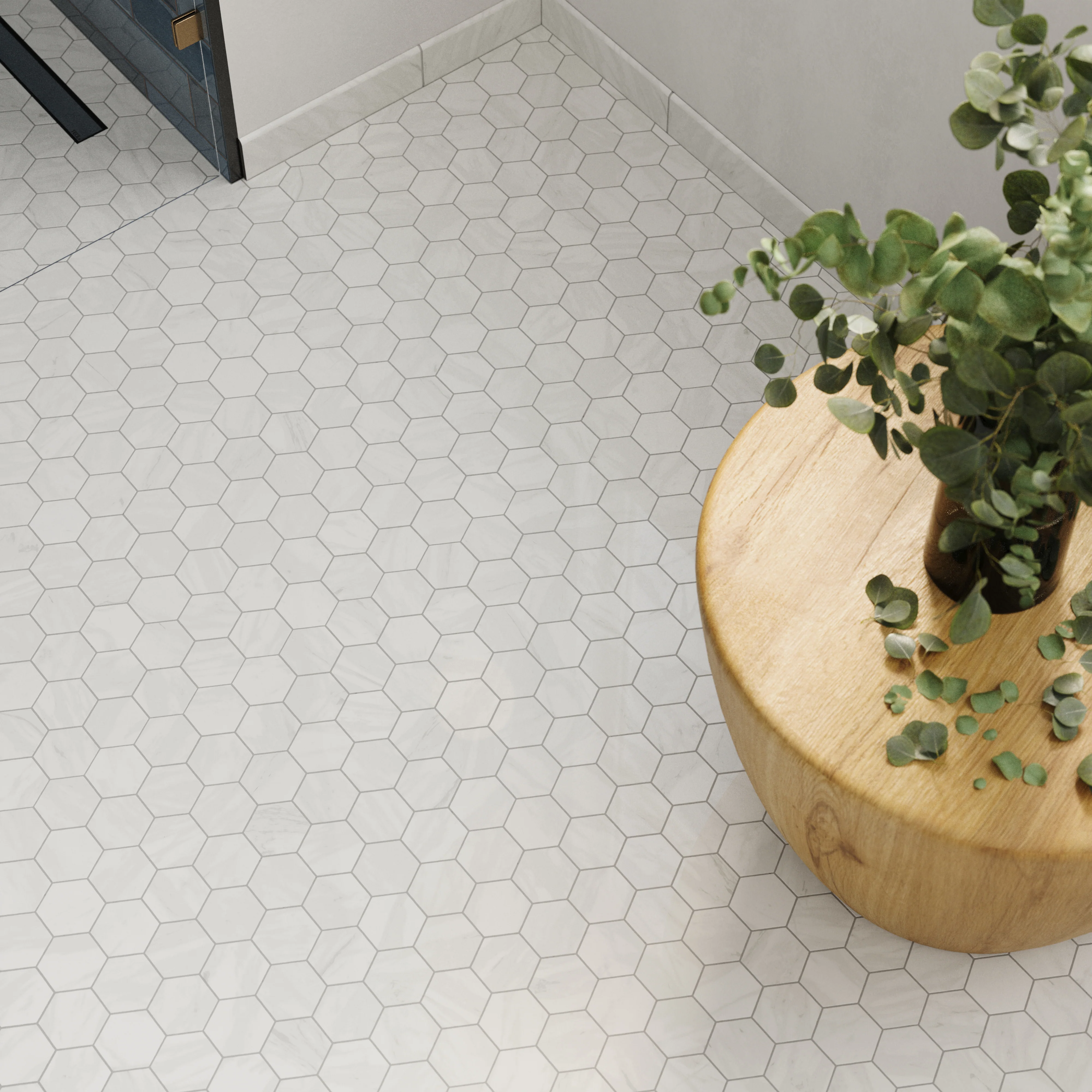 Blair 3 x 3 Matte Porcelain Hexagon Mosaic Tile in Volakas White - Image 2