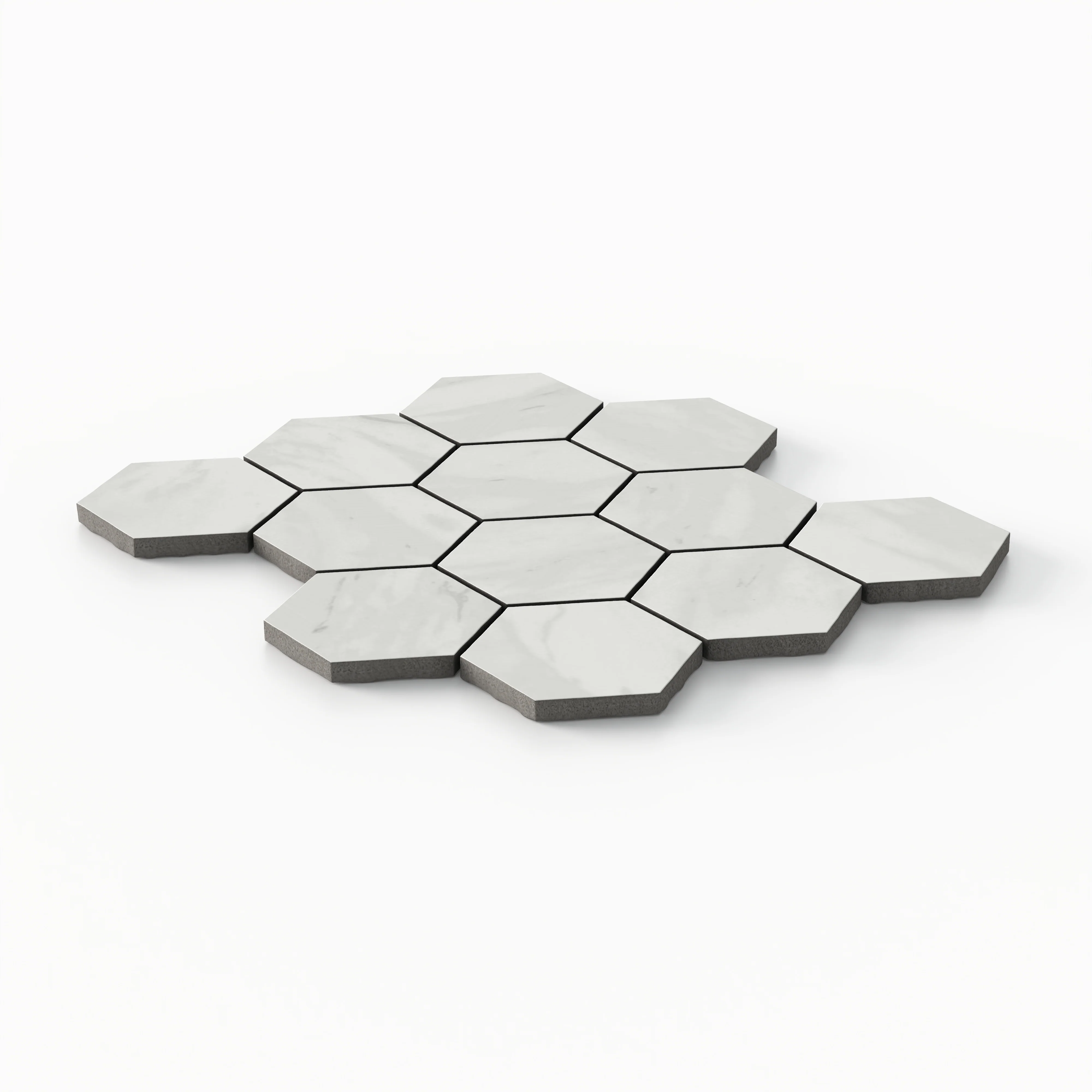 Blair 3 x 3 Matte Porcelain Hexagon Mosaic Tile in Volakas White - Image 3