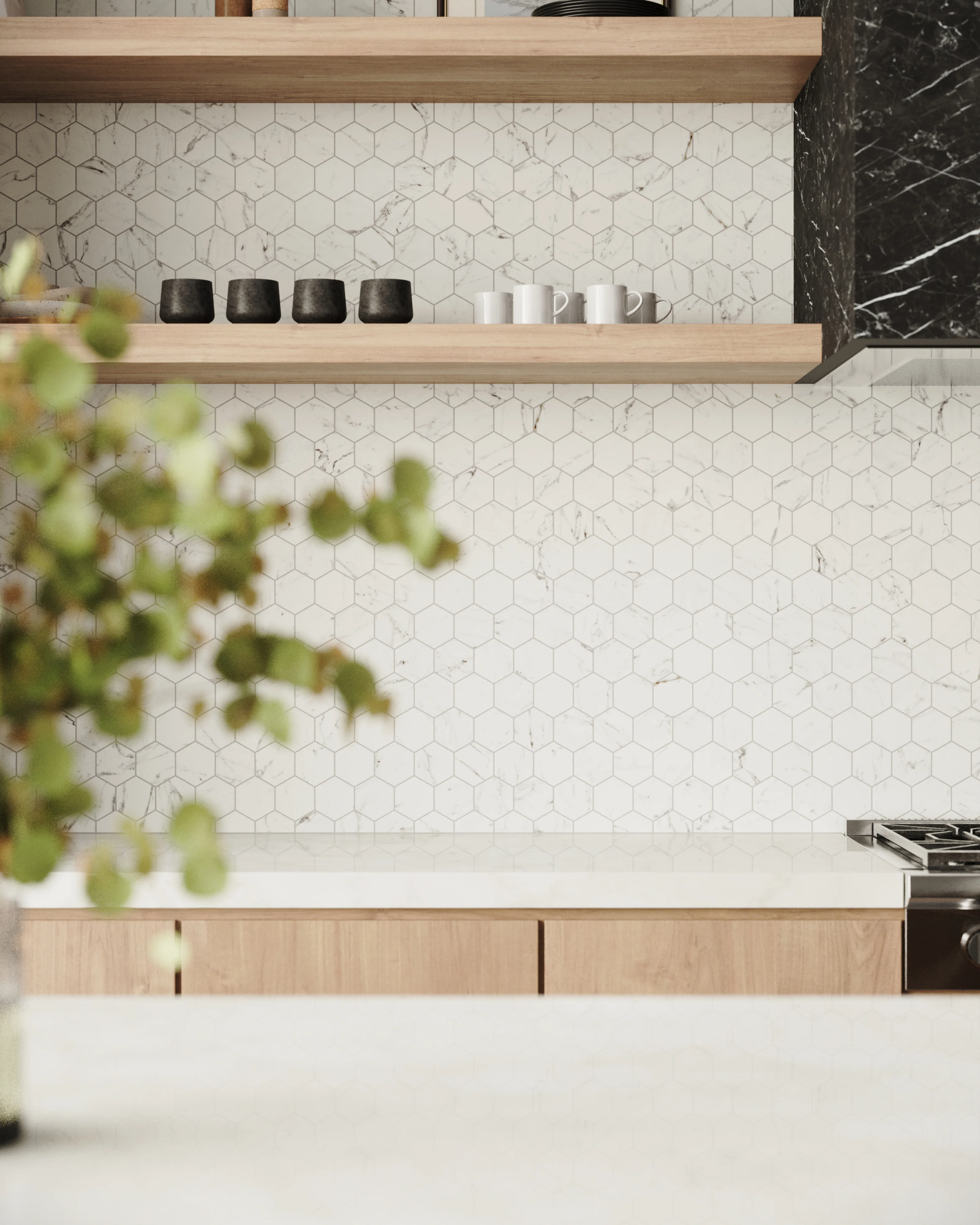 Blair 3 x 3 Matte Porcelain Hexagon Mosaic Tile in White Carrara - Image 2