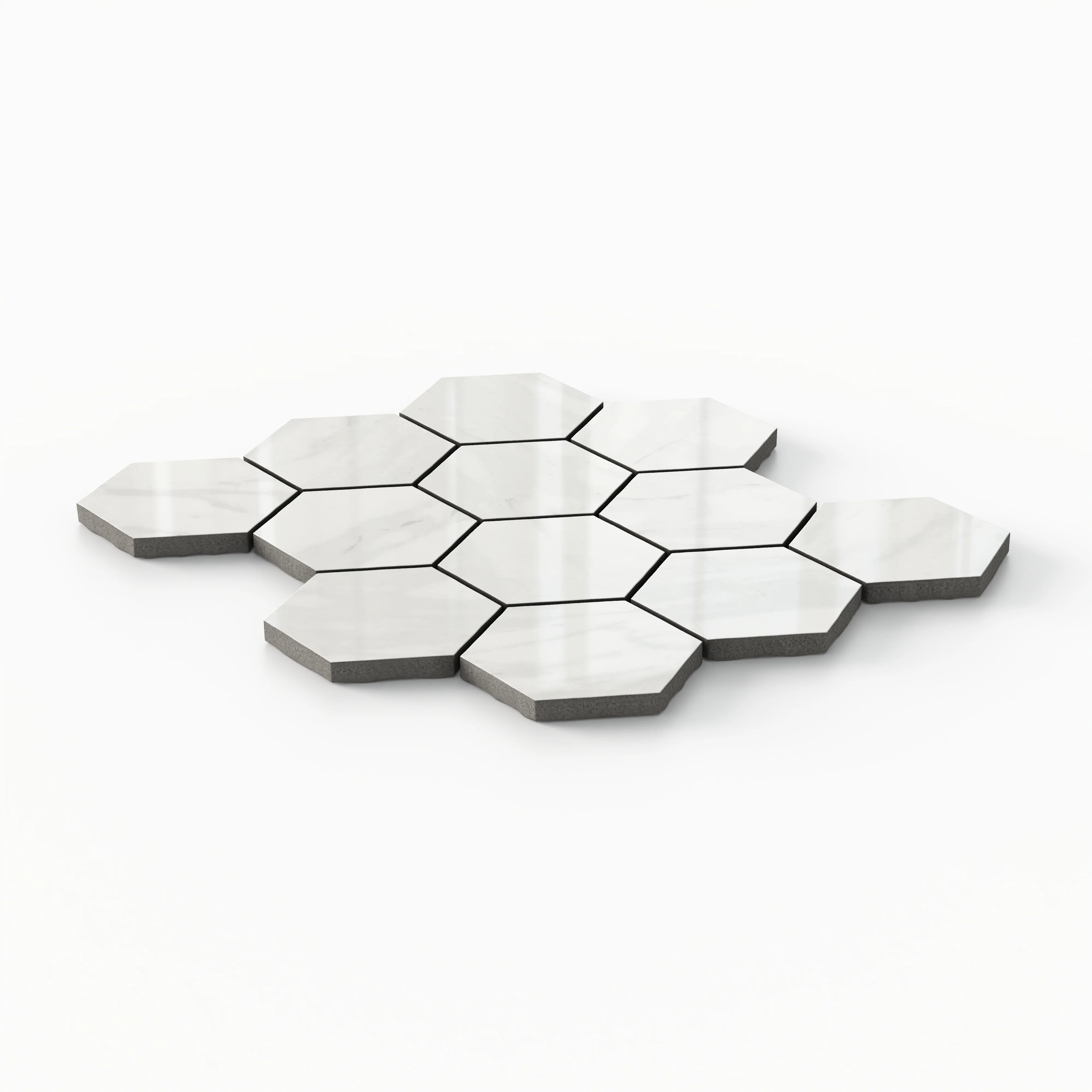 Blair 3 x 3 Polished Porcelain Hexagon Mosaic Tile in Volakas White - Image 2