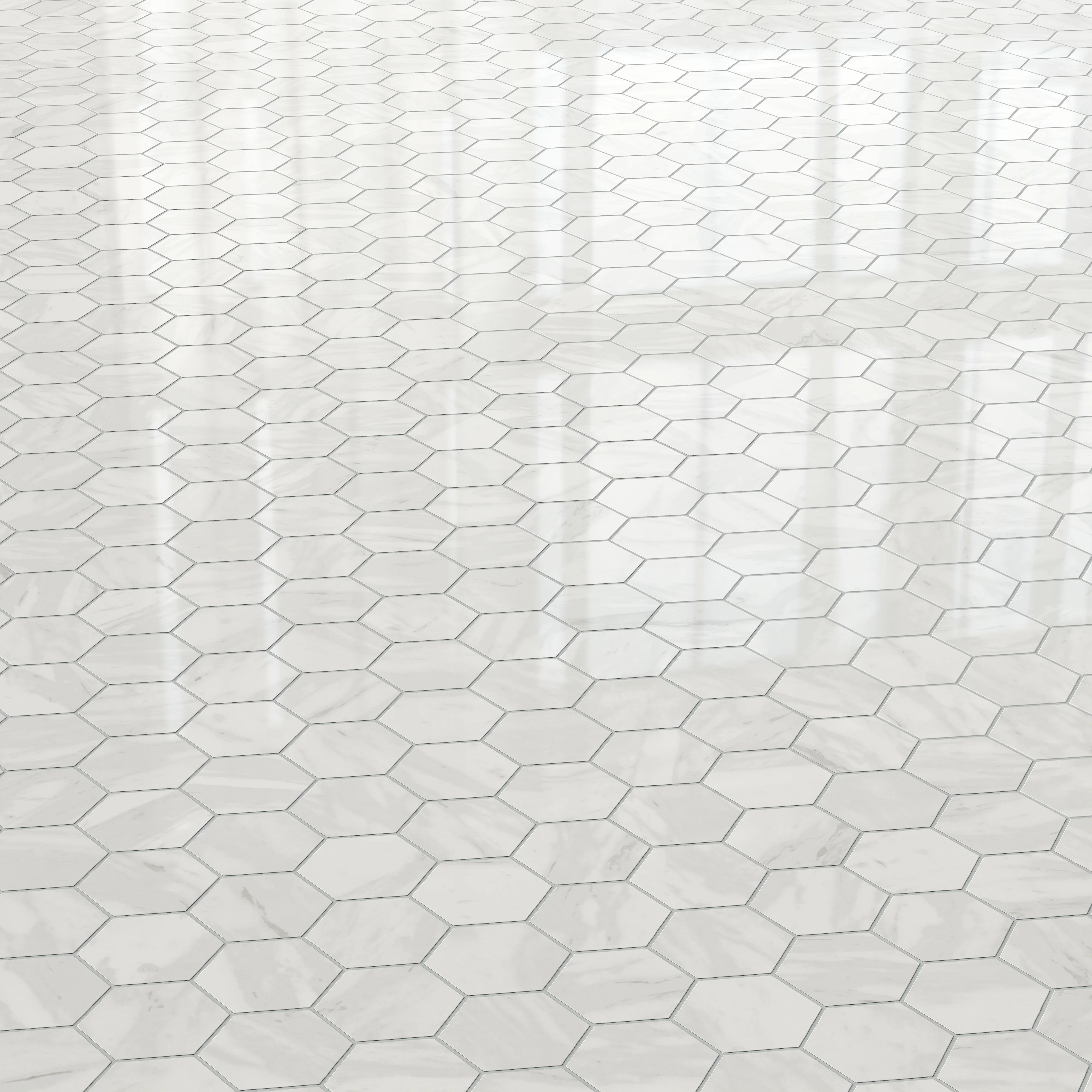 Blair 3 x 3 Polished Porcelain Hexagon Mosaic Tile in Volakas White - Image 3