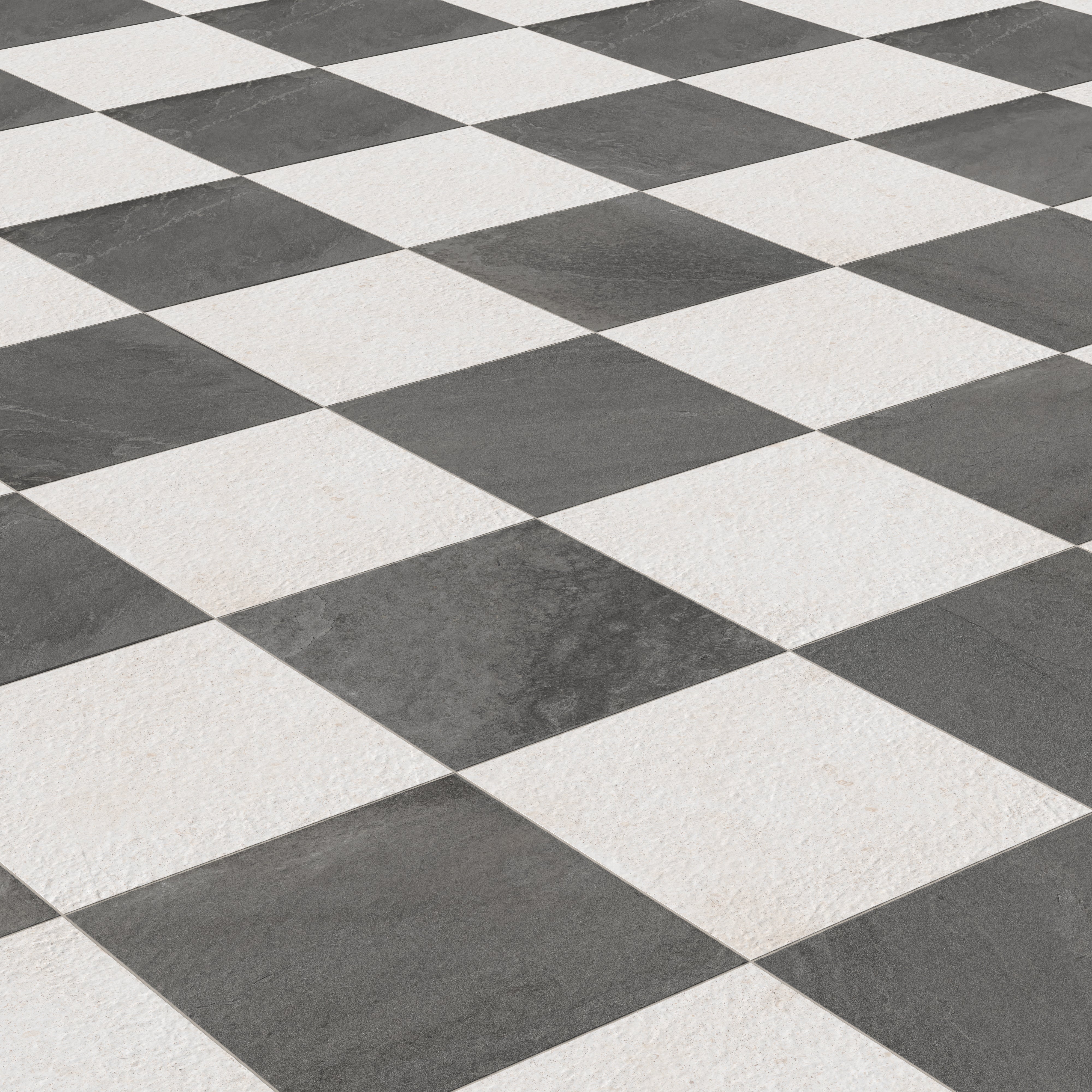 Bowden 24 x 24 Checkerboard Grip 2cm Porcelain Paver Tile in Charcoal & Canvas - Image 6
