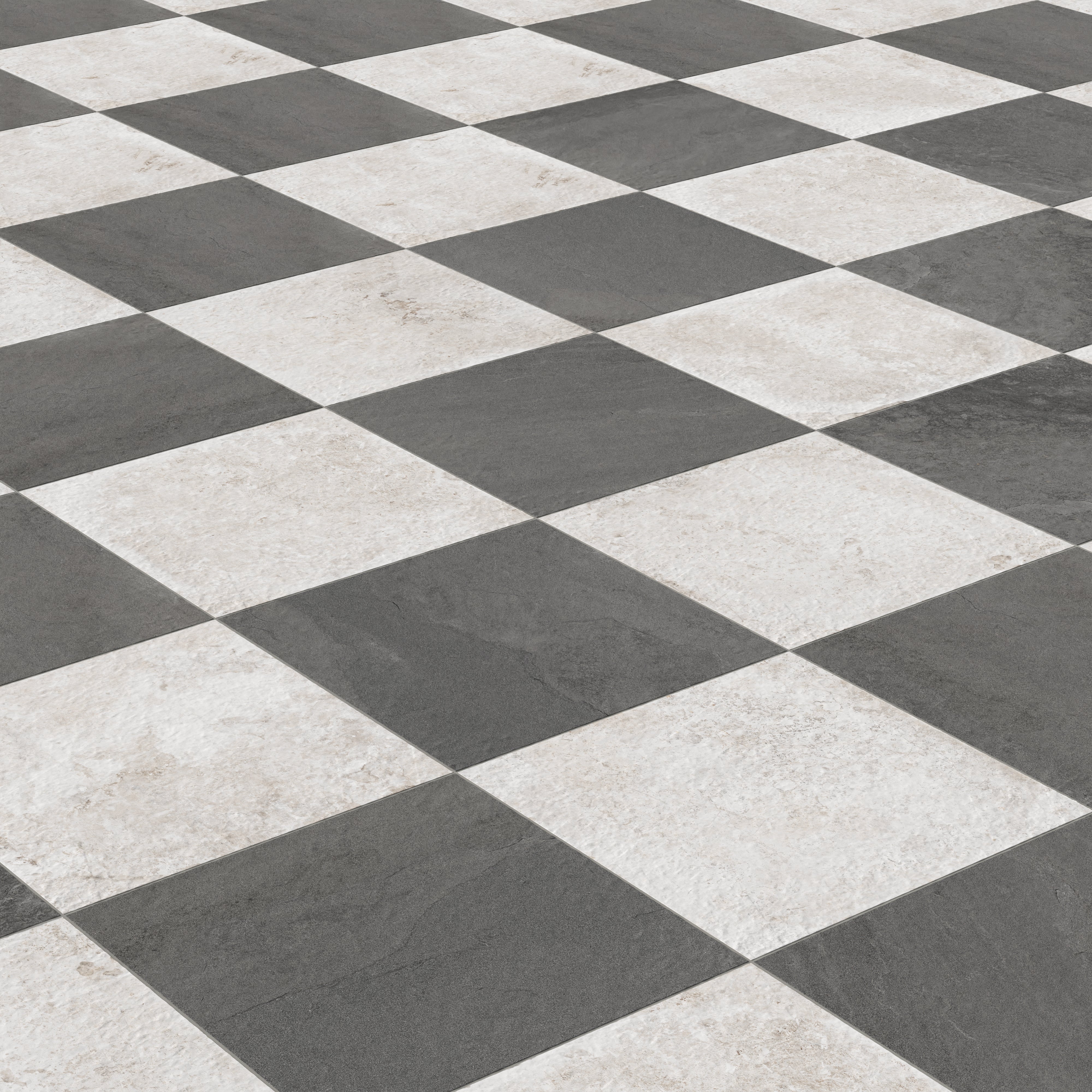 Bowden 24 x 24 Checkerboard Grip 2cm Porcelain Paver Tile in Charcoal & Oat - Image 6
