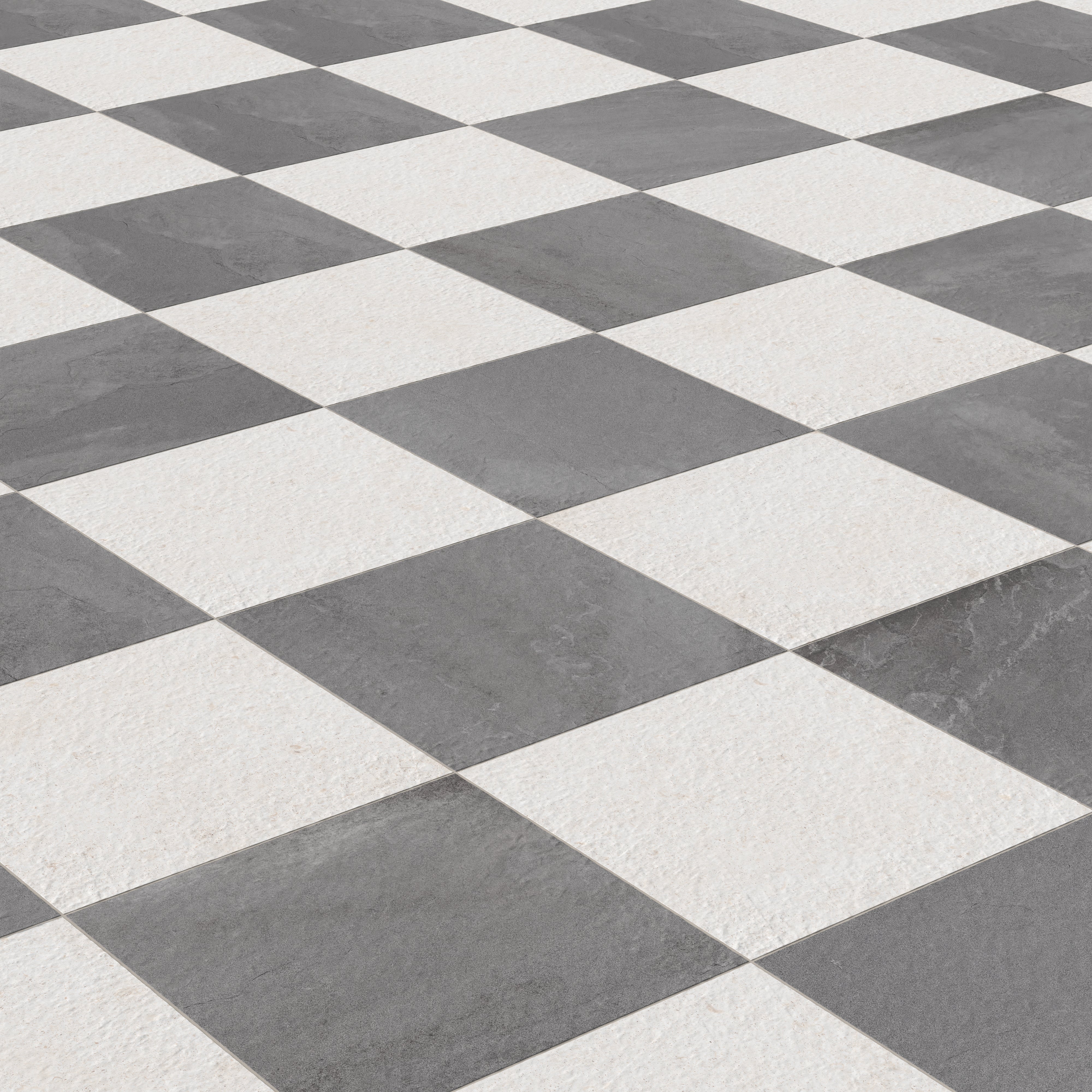 Bowden 24 x 24 Checkerboard Grip 2cm Porcelain Paver Tile in Graphite & Canvas - Image 6