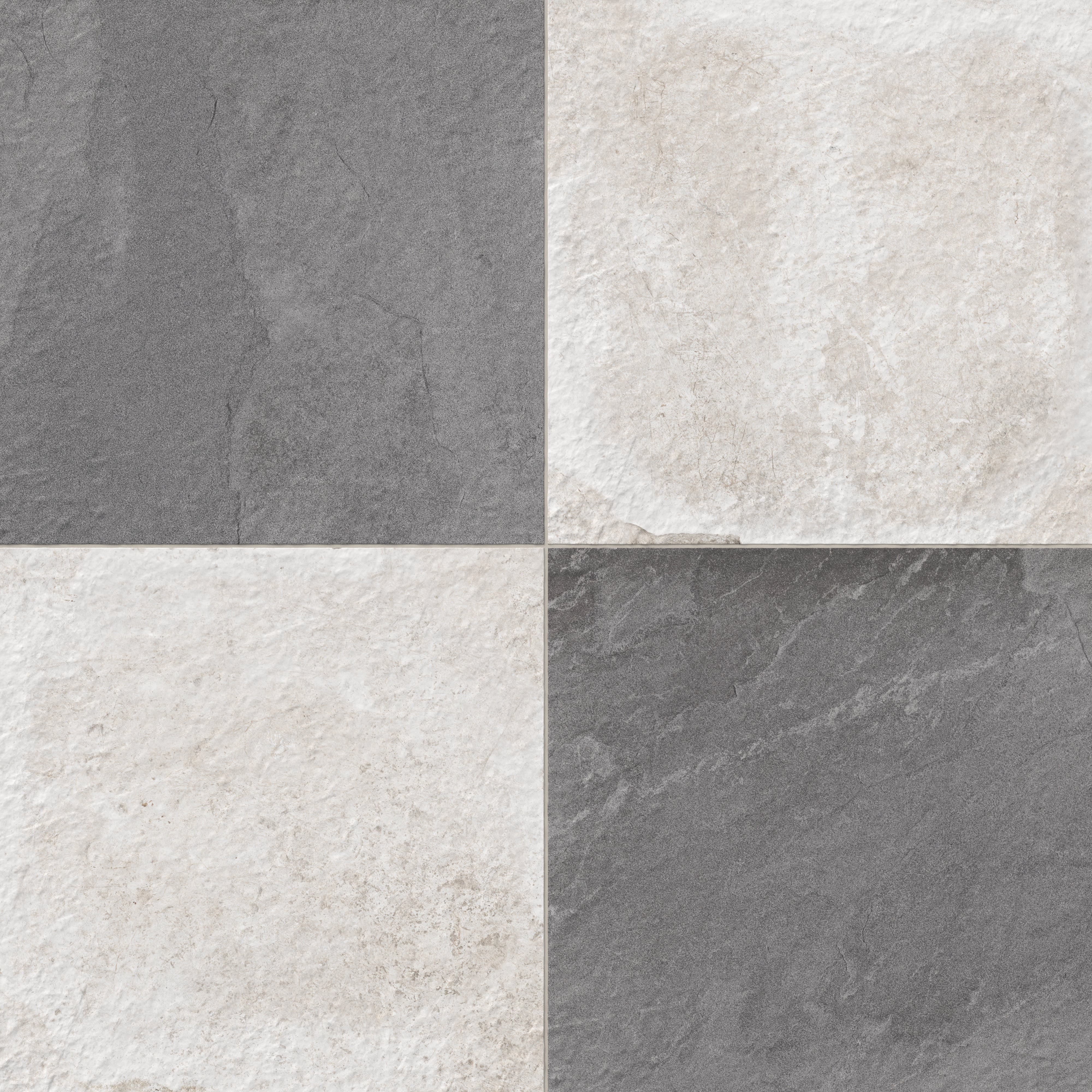 Bowden 24 x 24 Checkerboard Grip 2cm Porcelain Paver Tile in Graphite & Oat - Image 5
