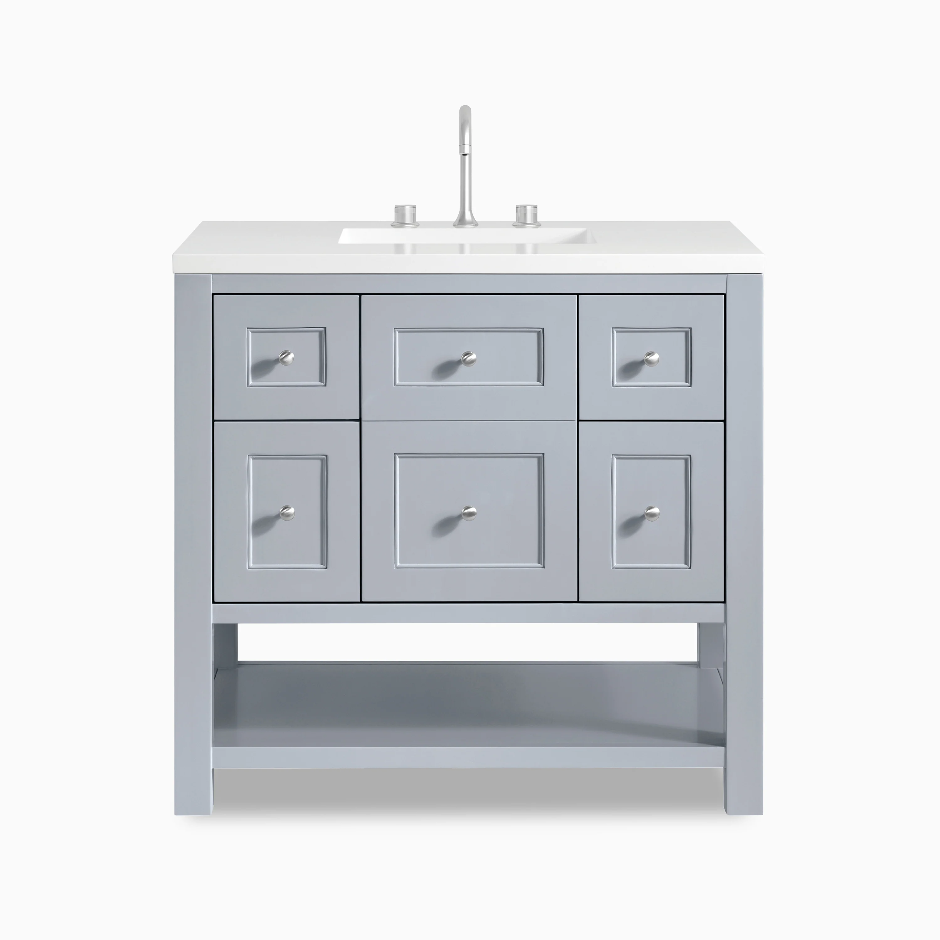 Bridgette 36" Single Vanity in Serenity Blue with 3 cm White Zeus Quartz Top
