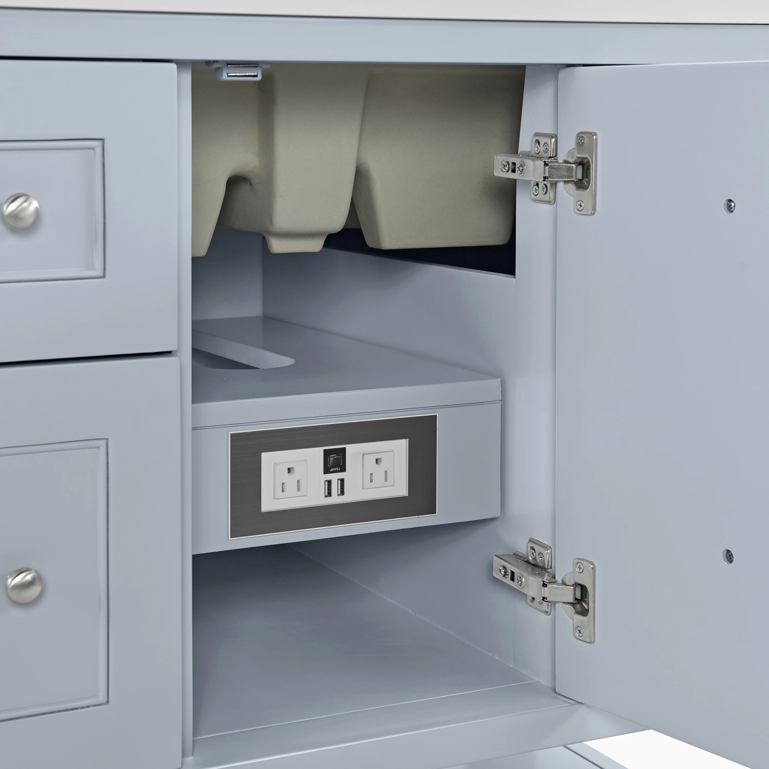 Bridgette 36" Single Vanity in Serenity Blue with 3 cm White Zeus Quartz Top - Image 9