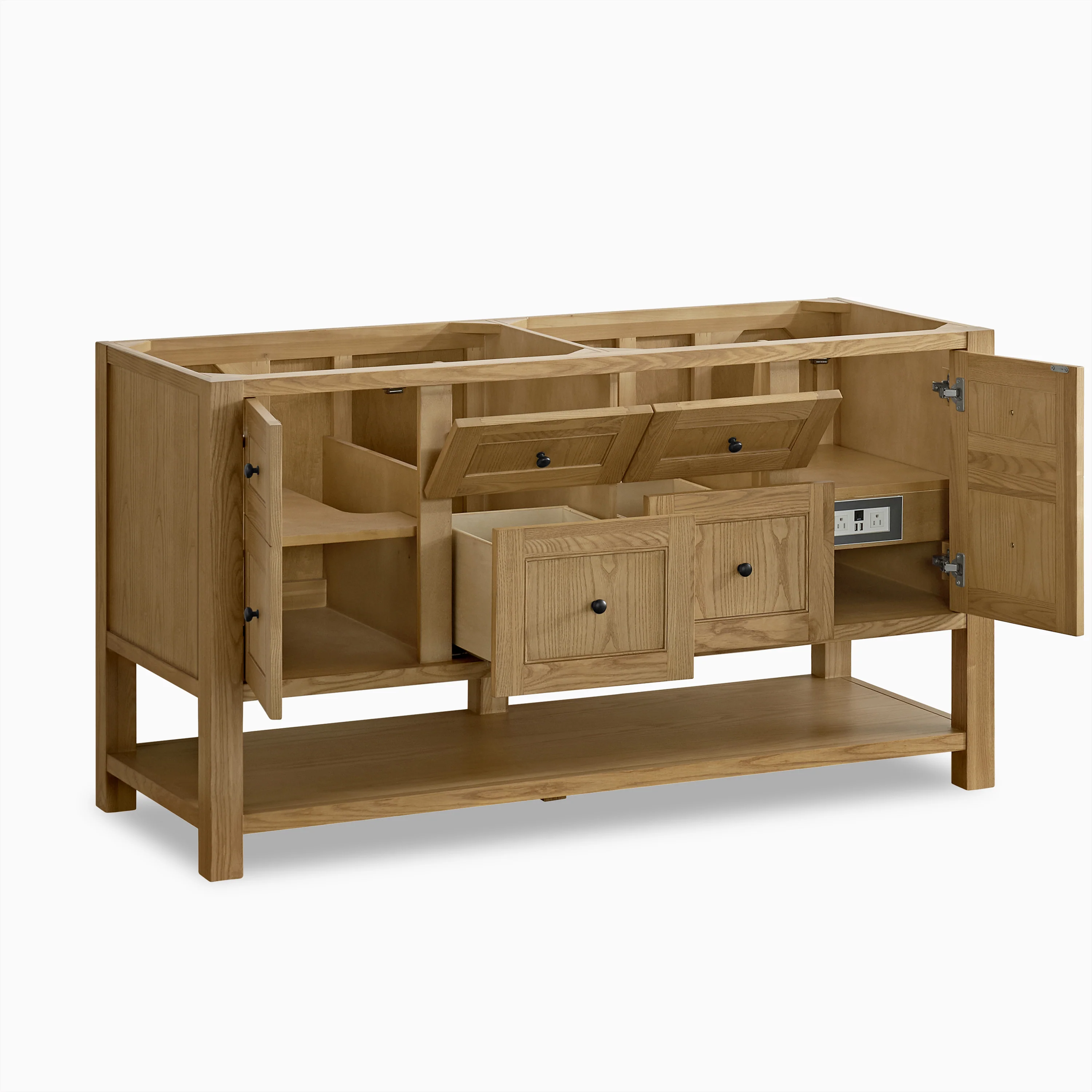 Bridgette 60" Double Vanity in Light Natural Oak with 3 cm White Zeus Quartz Top - Image 4