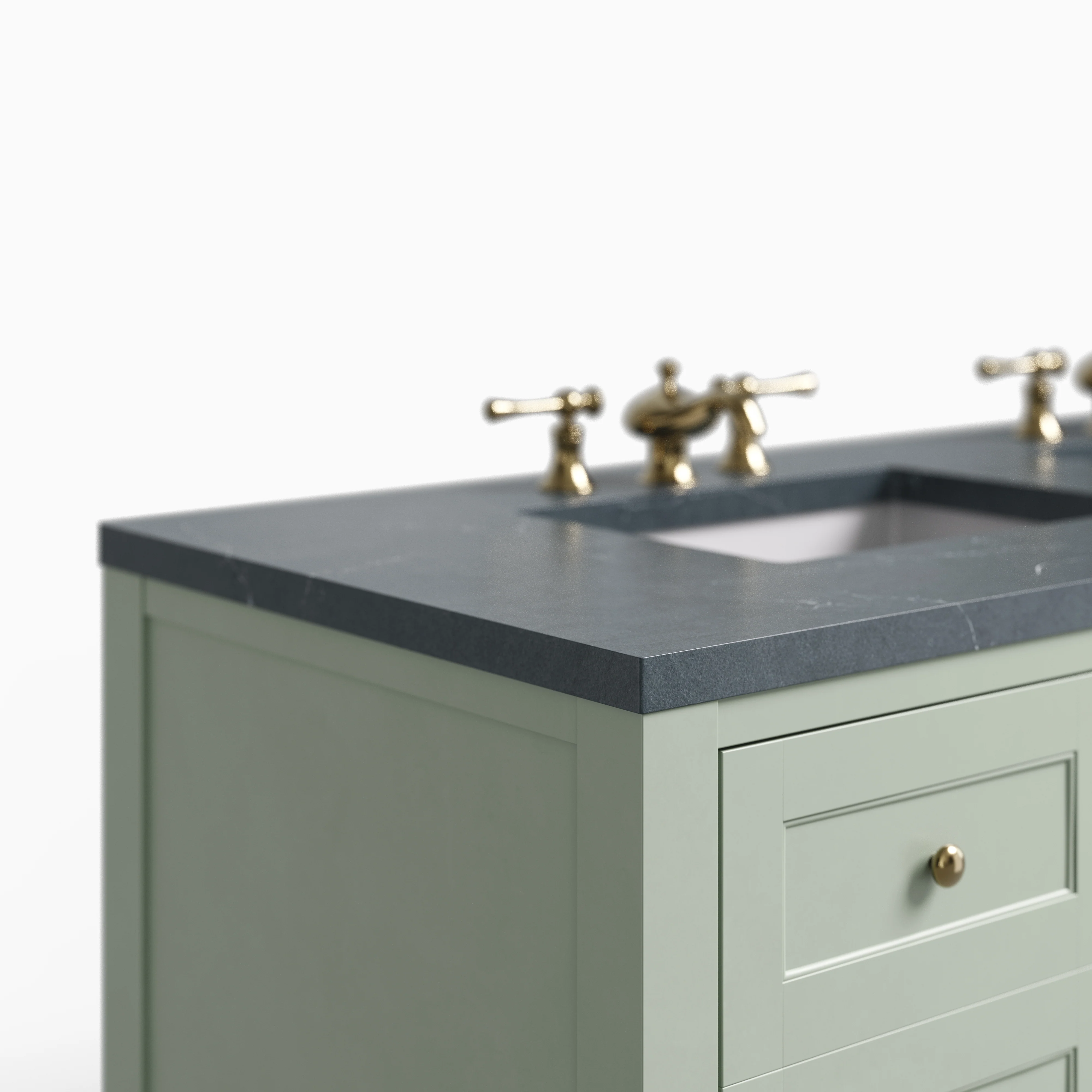 Bridgette 60" Double Vanity in Smokey Celadon with 3 cm Charcoal Soapstone Quartz Top - Image 4