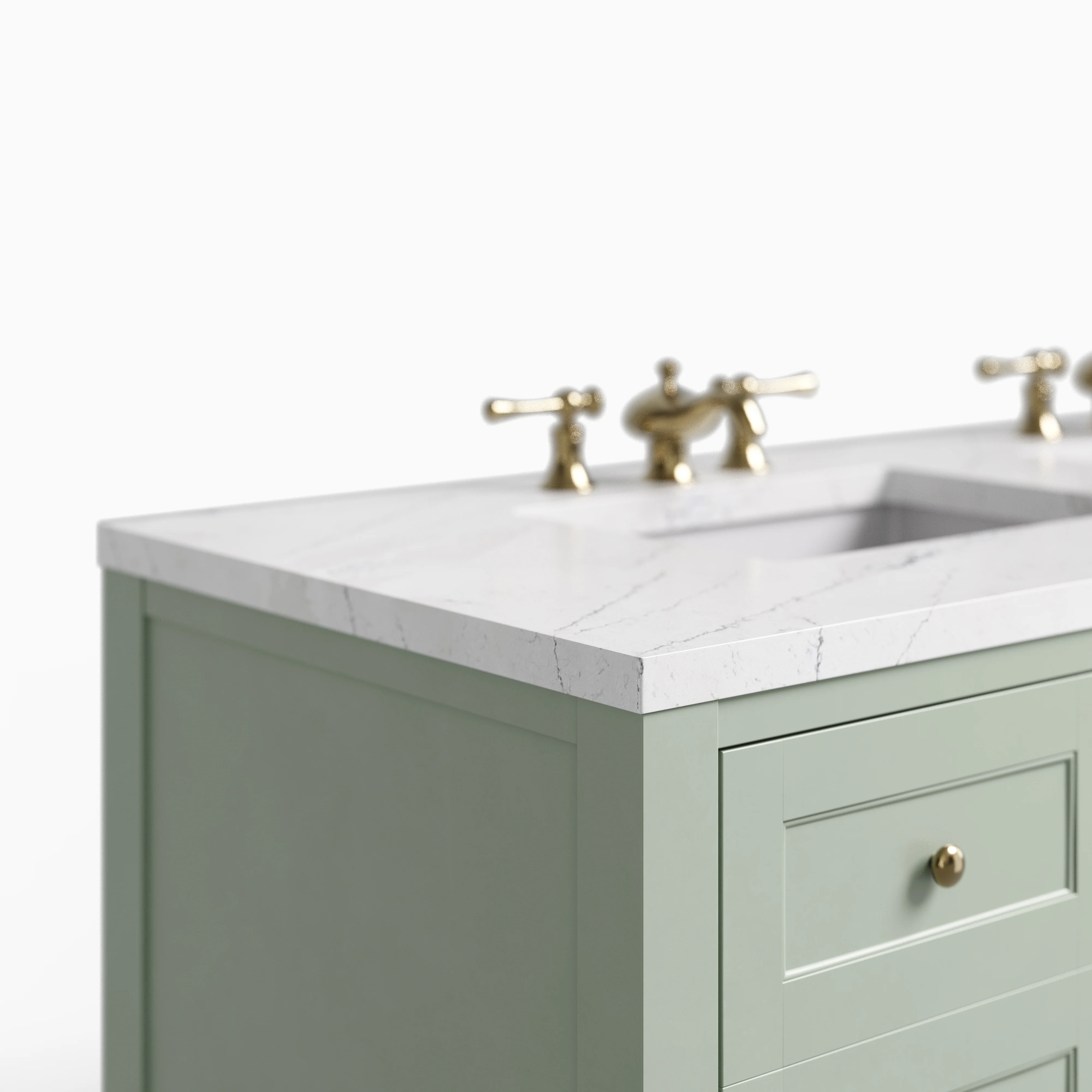 Bridgette 60" Double Vanity in Smokey Celadon with 3 cm Ethereal Noctis Quartz Top - Image 4