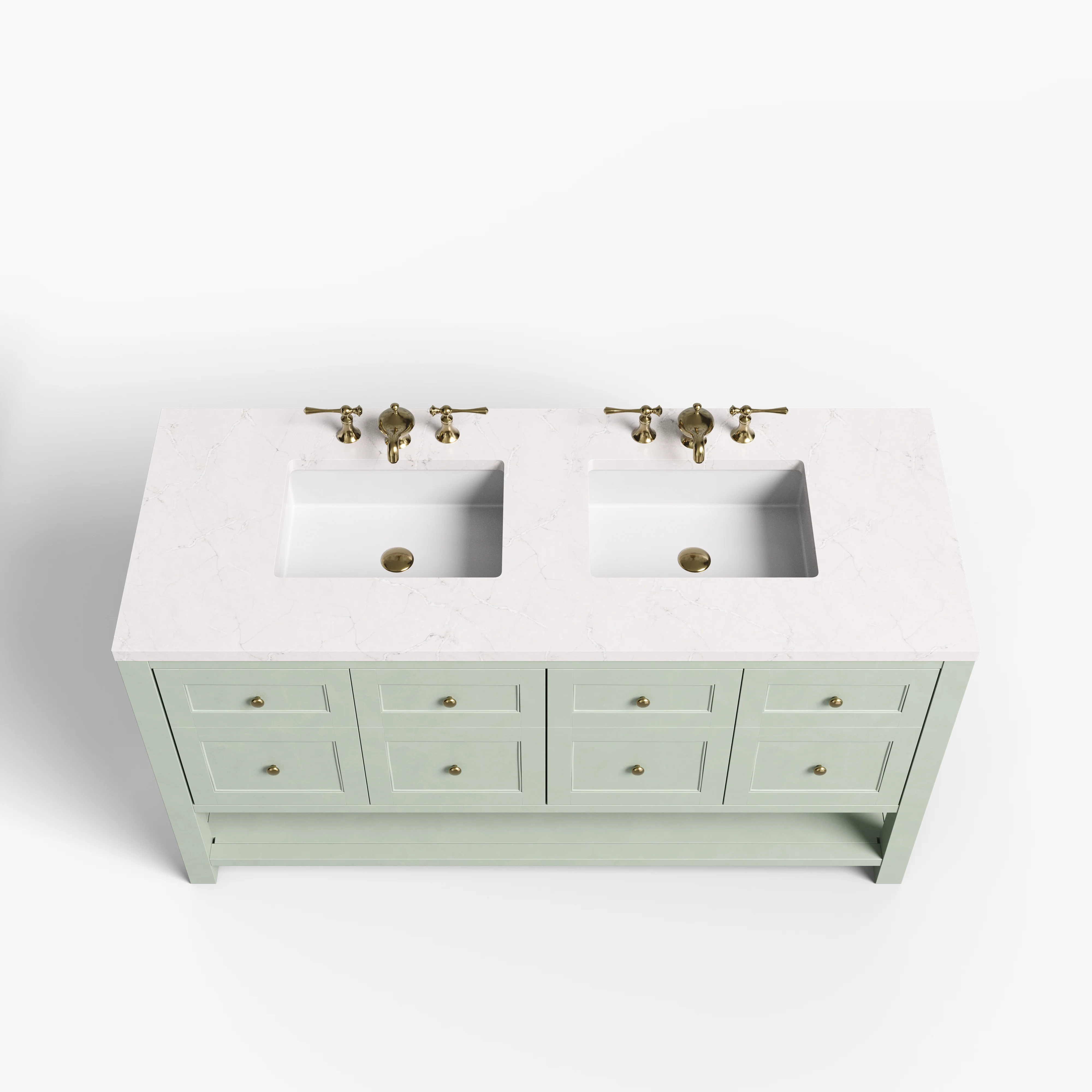 Bridgette 60" Double Vanity in Smokey Celadon with 3 cm Victorian Silver Quartz Top - Image 3