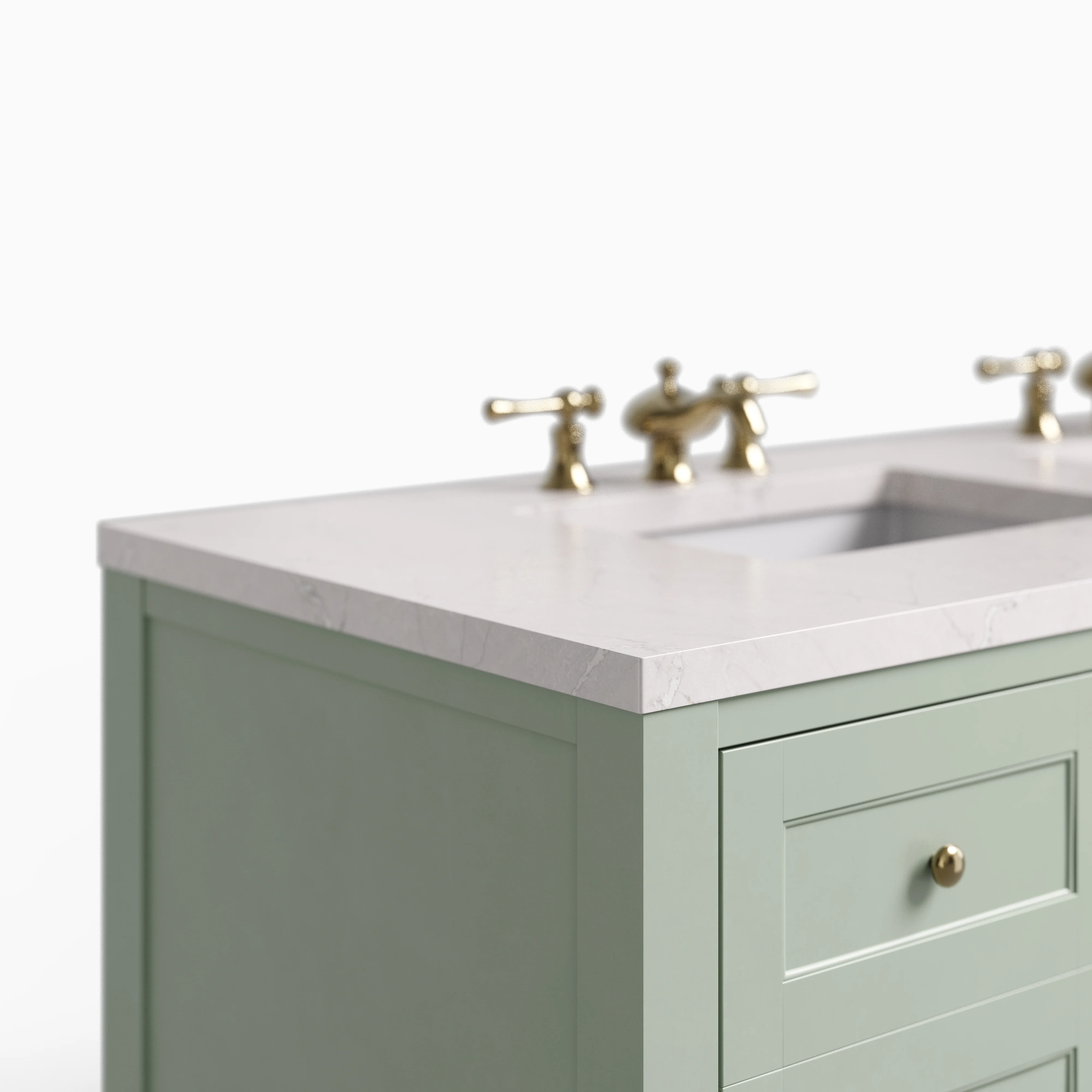 Bridgette 60" Double Vanity in Smokey Celadon with 3 cm Victorian Silver Quartz Top - Image 4