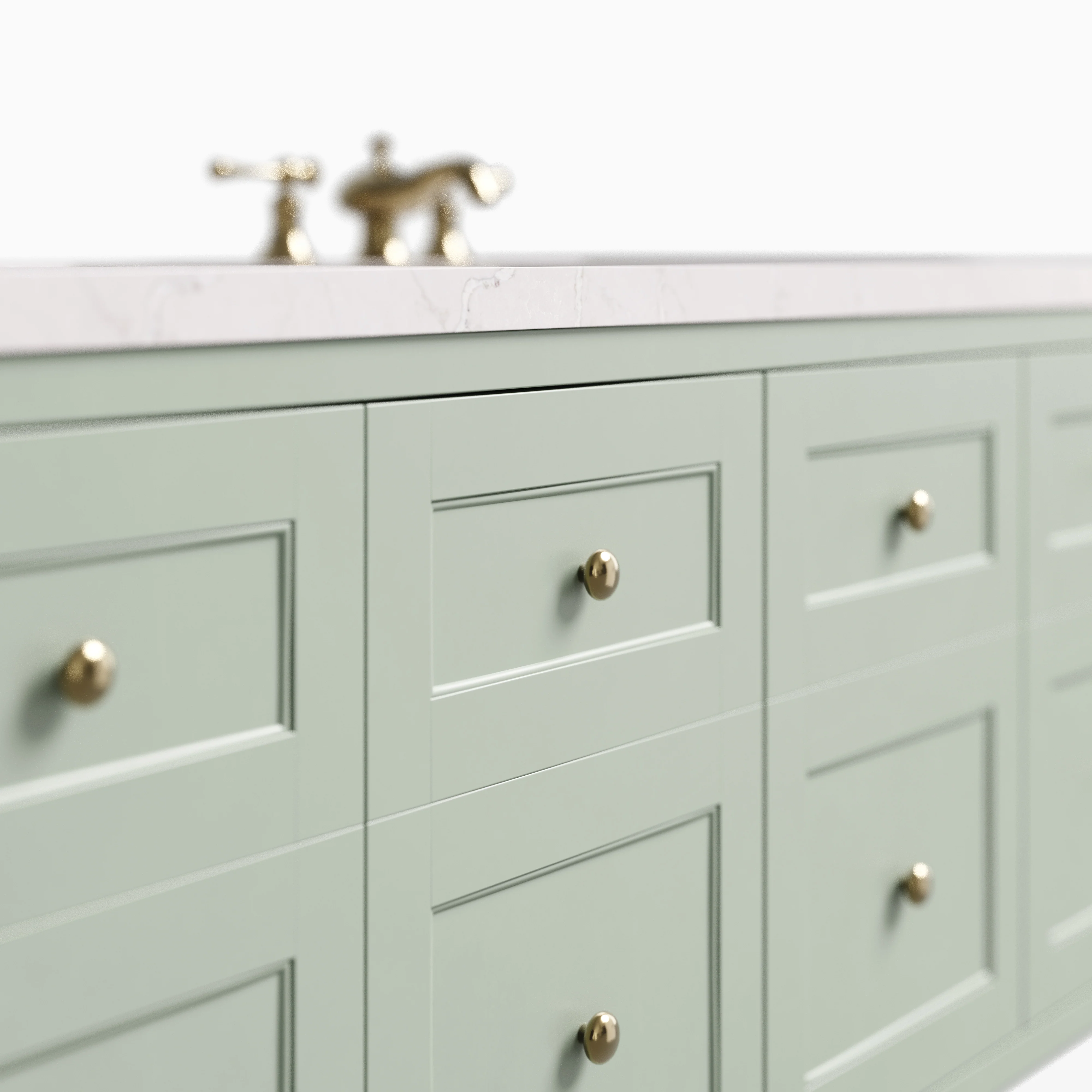 Bridgette 60" Double Vanity in Smokey Celadon with 3 cm Victorian Silver Quartz Top - Image 5