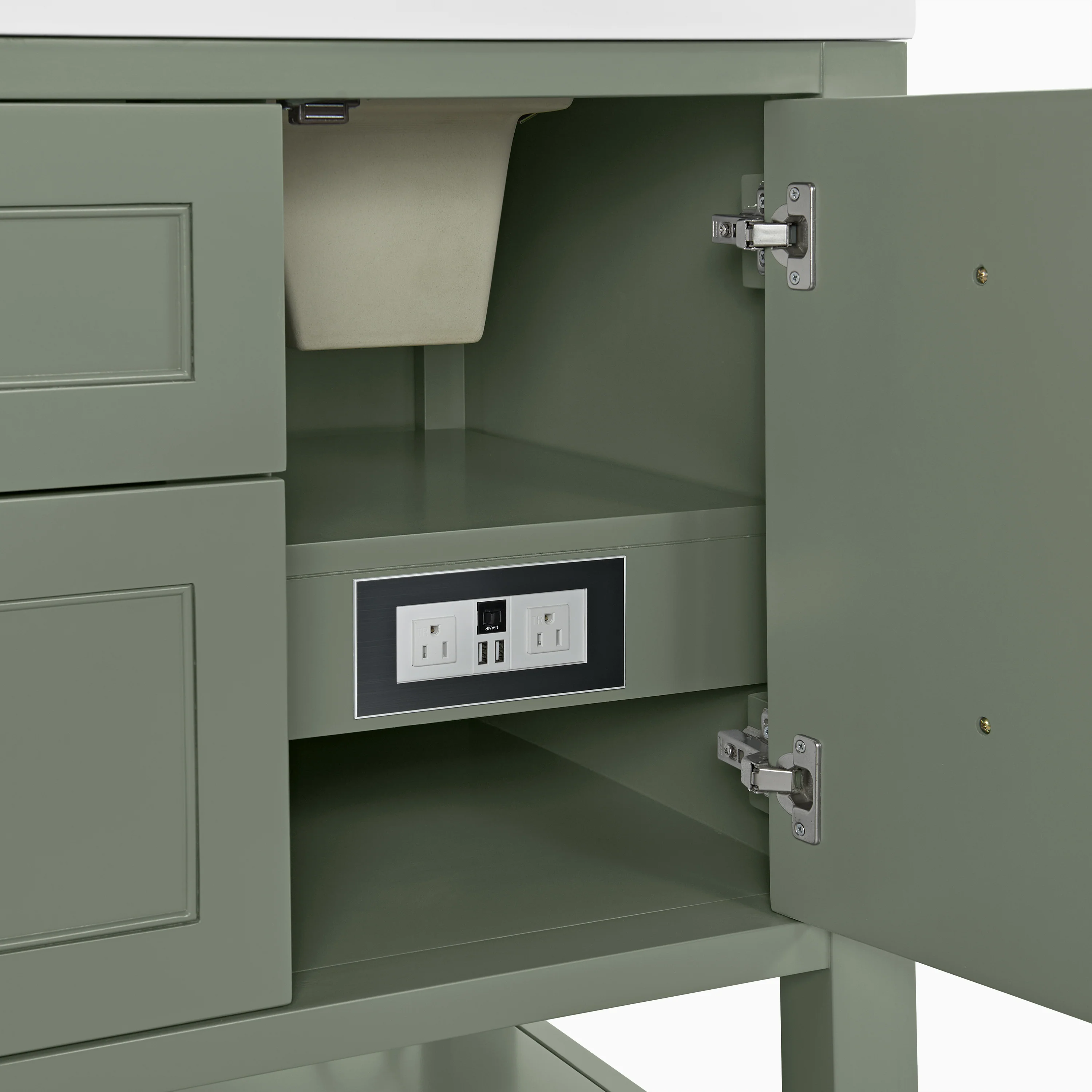 Bridgette 60" Double Vanity in Smokey Celadon with 3 cm White Zeus Quartz Top - Image 8