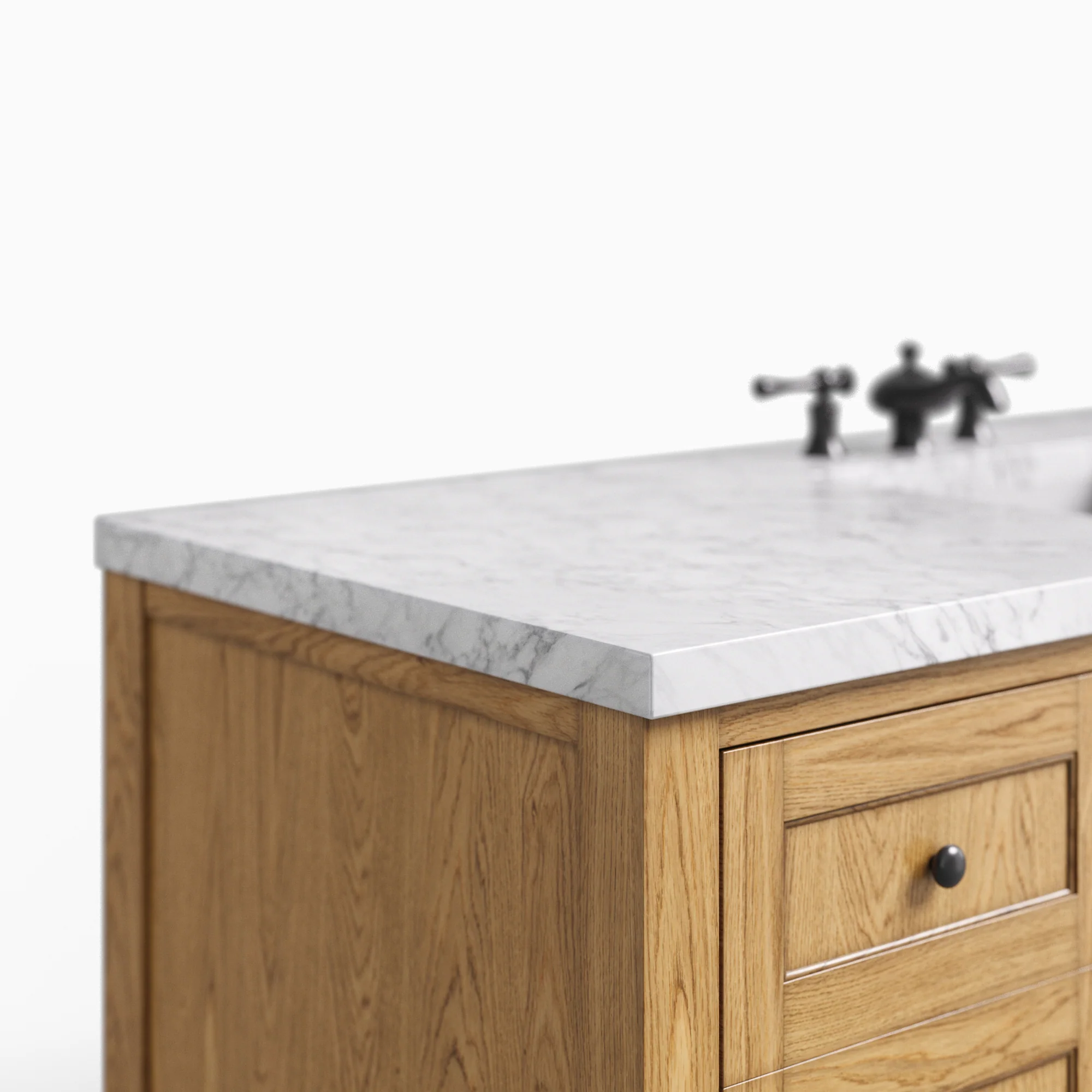 Bridgette 60" Single Vanity in Light Natural Oak with 3 cm Carrara Marble Top - Image 4