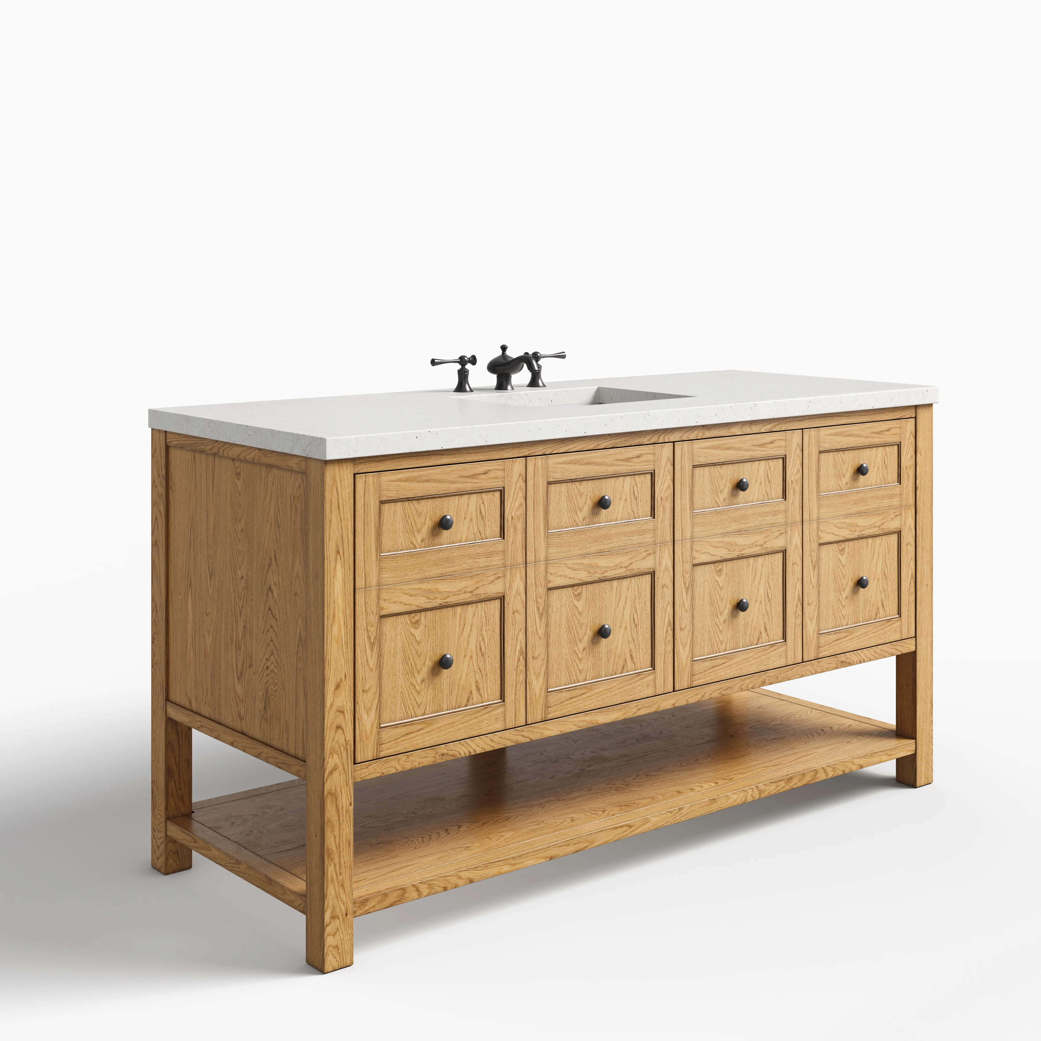 Bridgette 60" Single Vanity in Light Natural Oak with 3 cm Lime Delight Quartz Top - Image 2