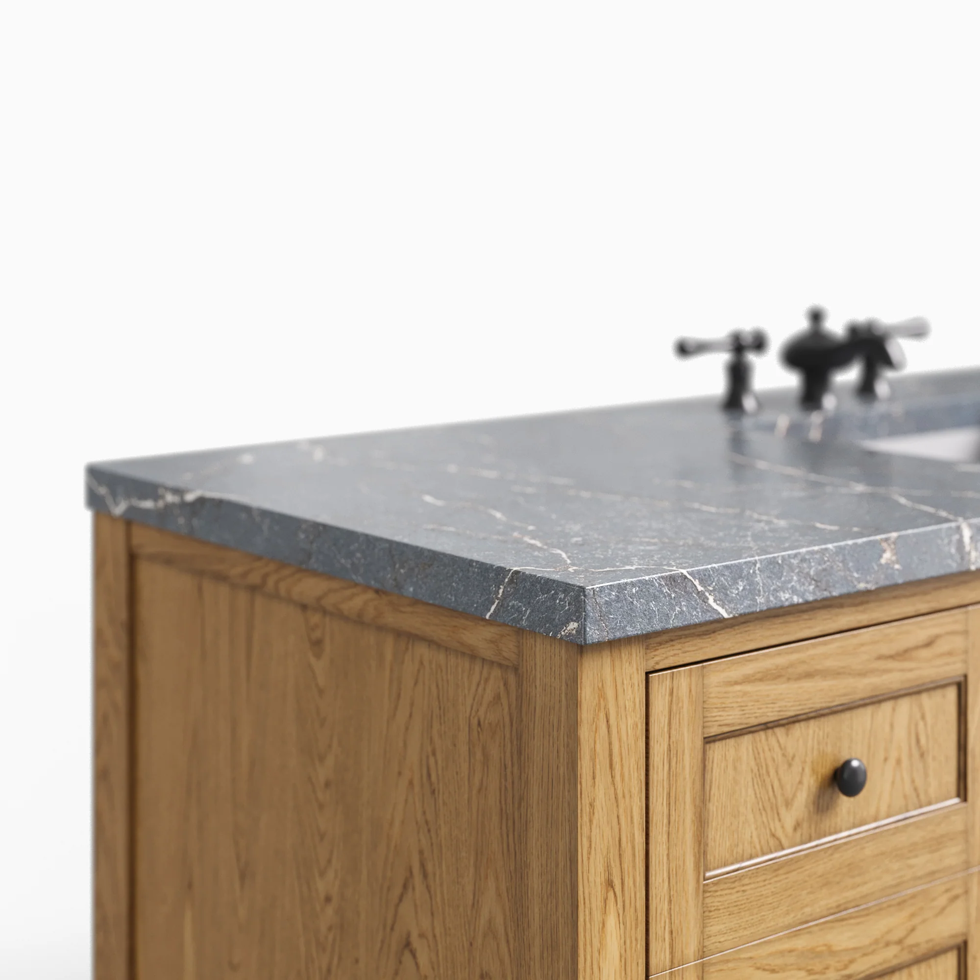 Bridgette 60" Single Vanity in Light Natural Oak with 3 cm Parisien Bleu Quartz Top - Image 4