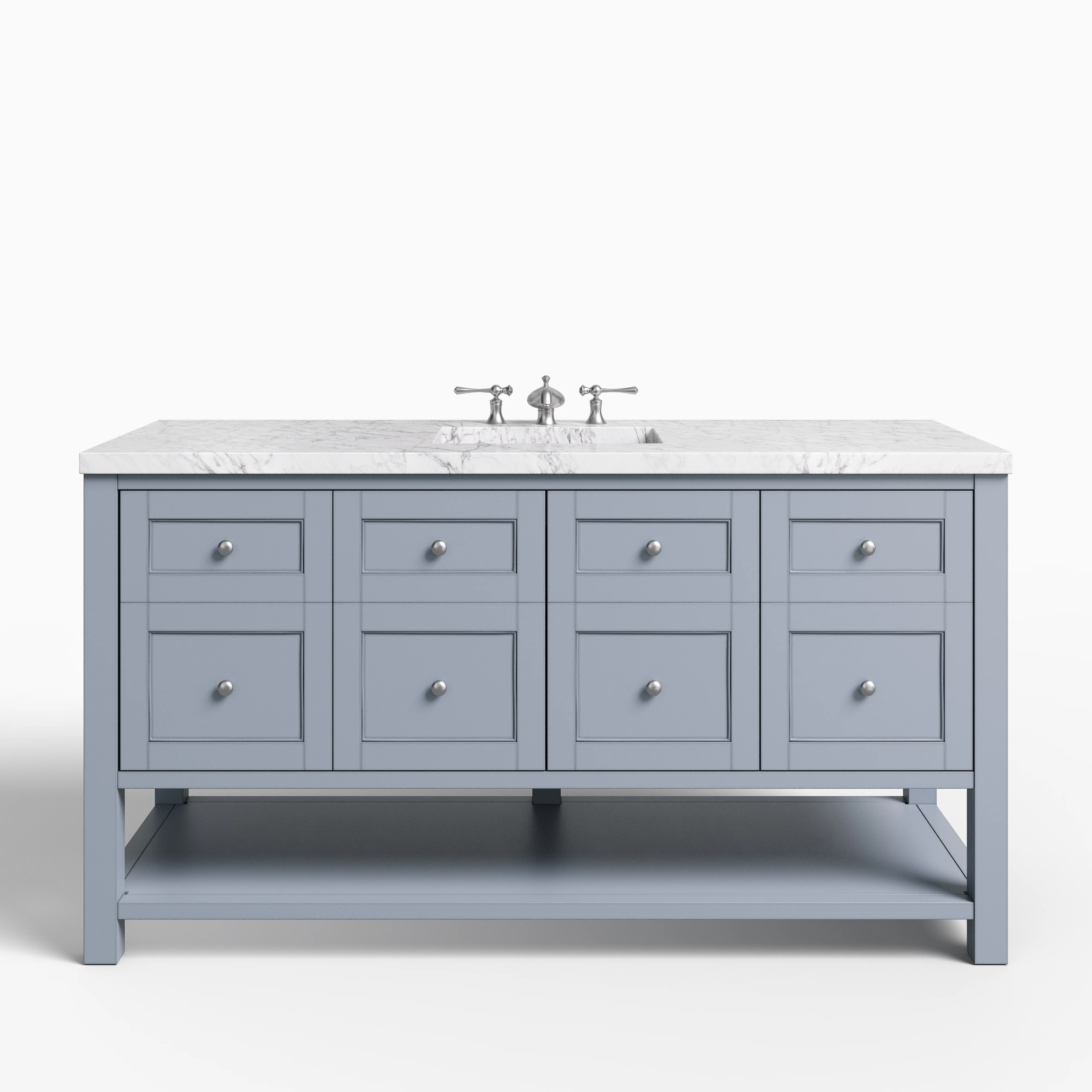 Bridgette 60" Single Vanity in Serenity Blue with 3 cm Carrara Marble Top