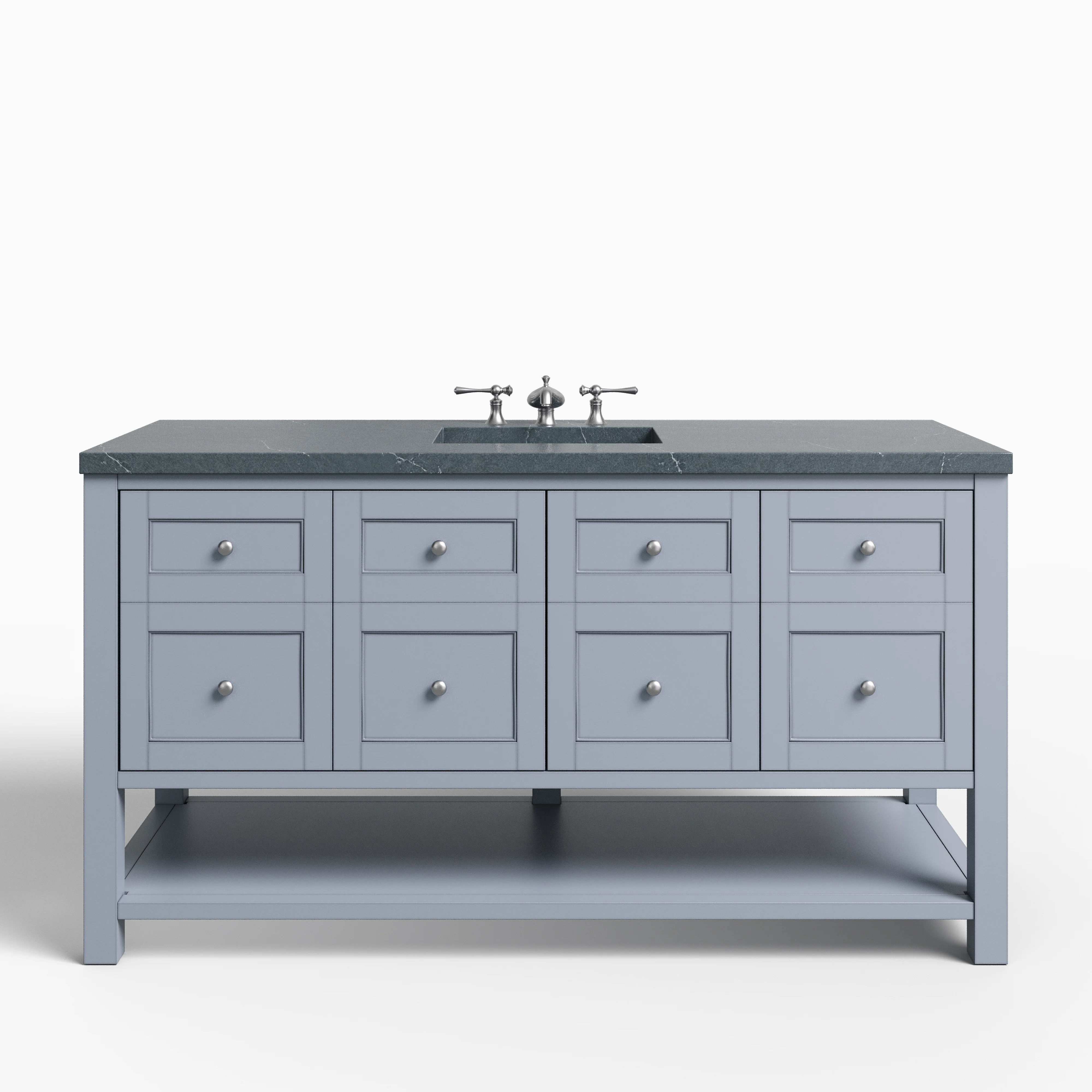 Bridgette 60" Single Vanity in Serenity Blue with 3 cm Charcoal Soapstone Quartz Top