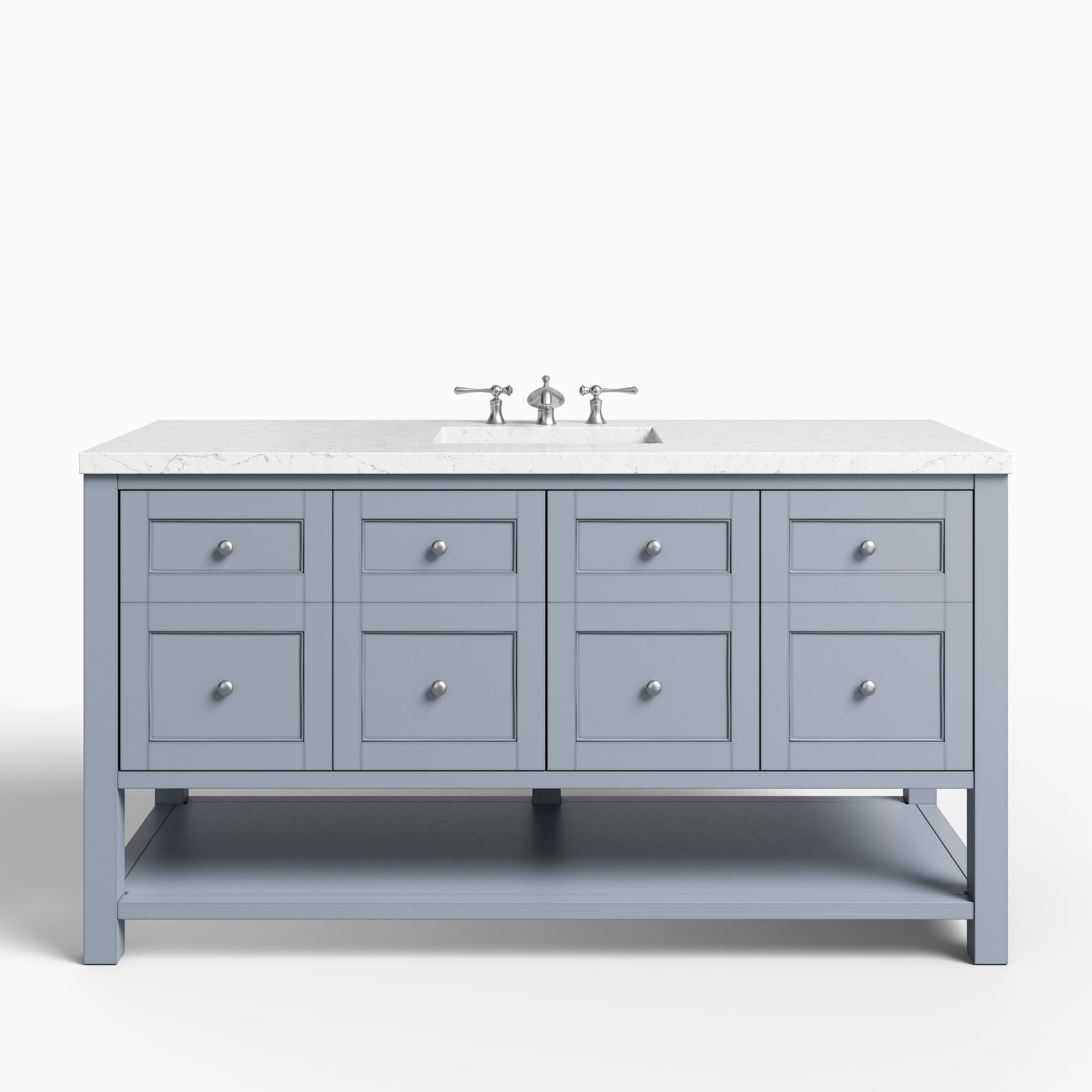 Bridgette 60" Single Vanity in Serenity Blue with 3 cm Eternal Jasmine Pearl Quartz Top