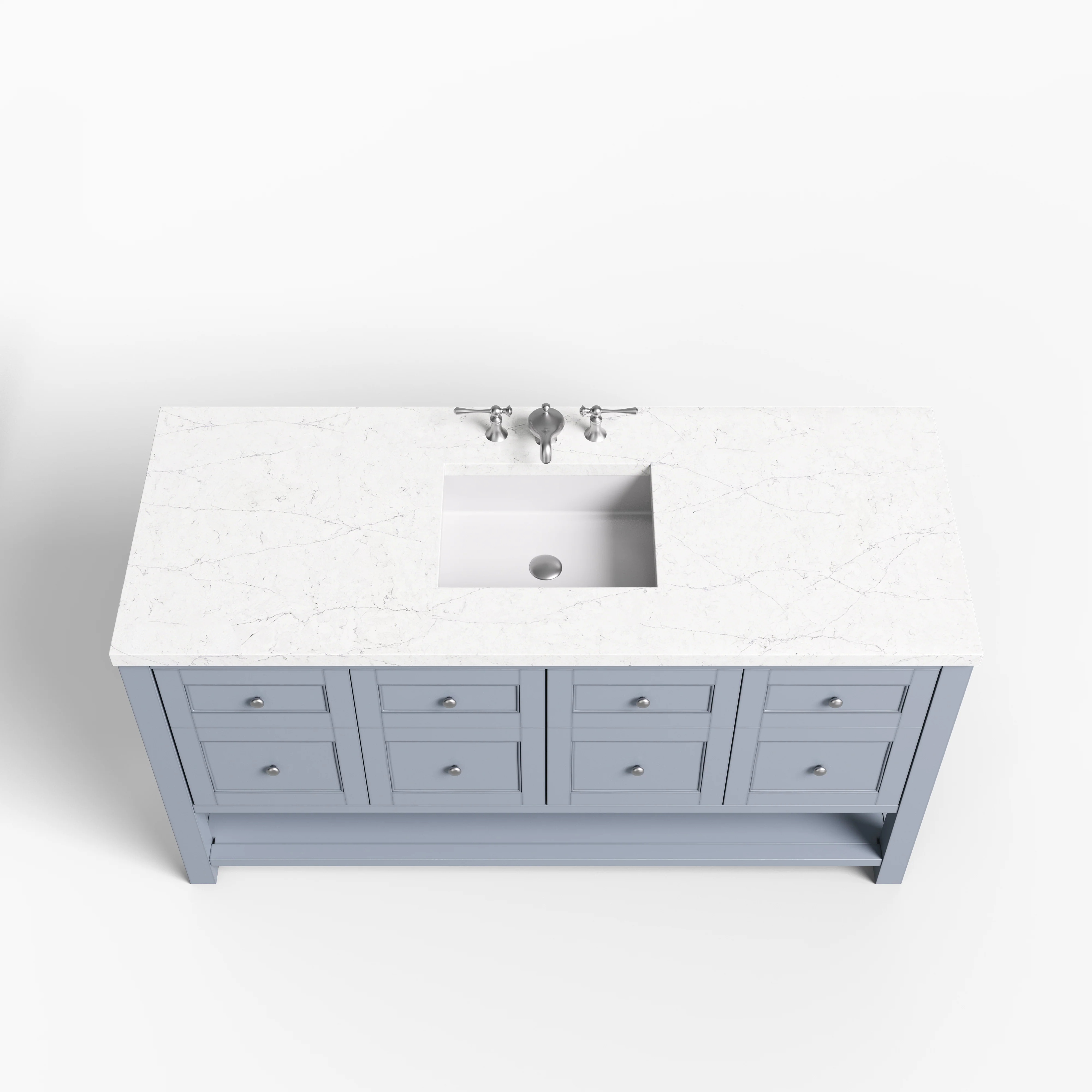 Bridgette 60" Single Vanity in Serenity Blue with 3 cm Eternal Jasmine Pearl Quartz Top - Image 3