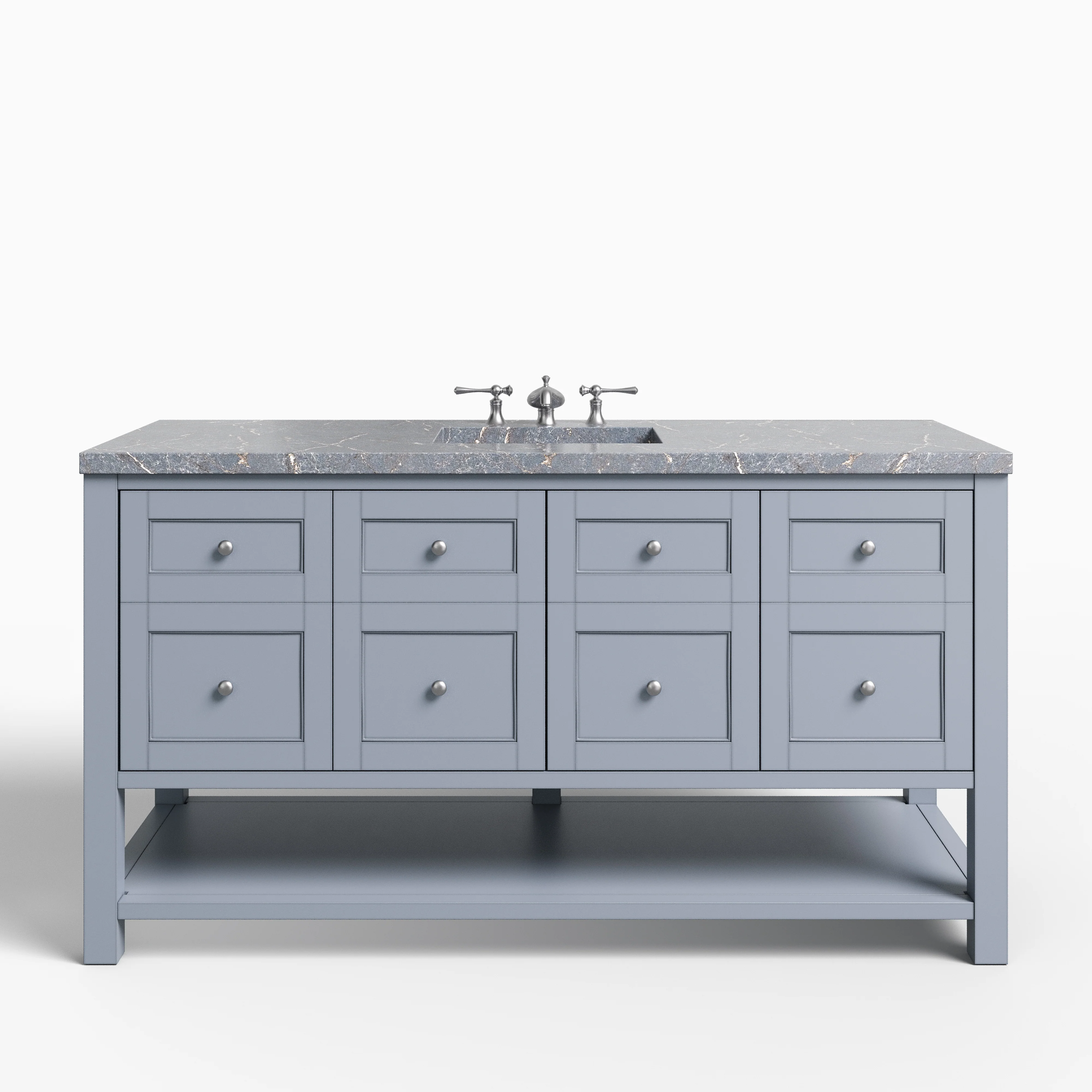 Bridgette 60" Single Vanity in Serenity Blue with 3 cm Parisien Bleu Quartz Top