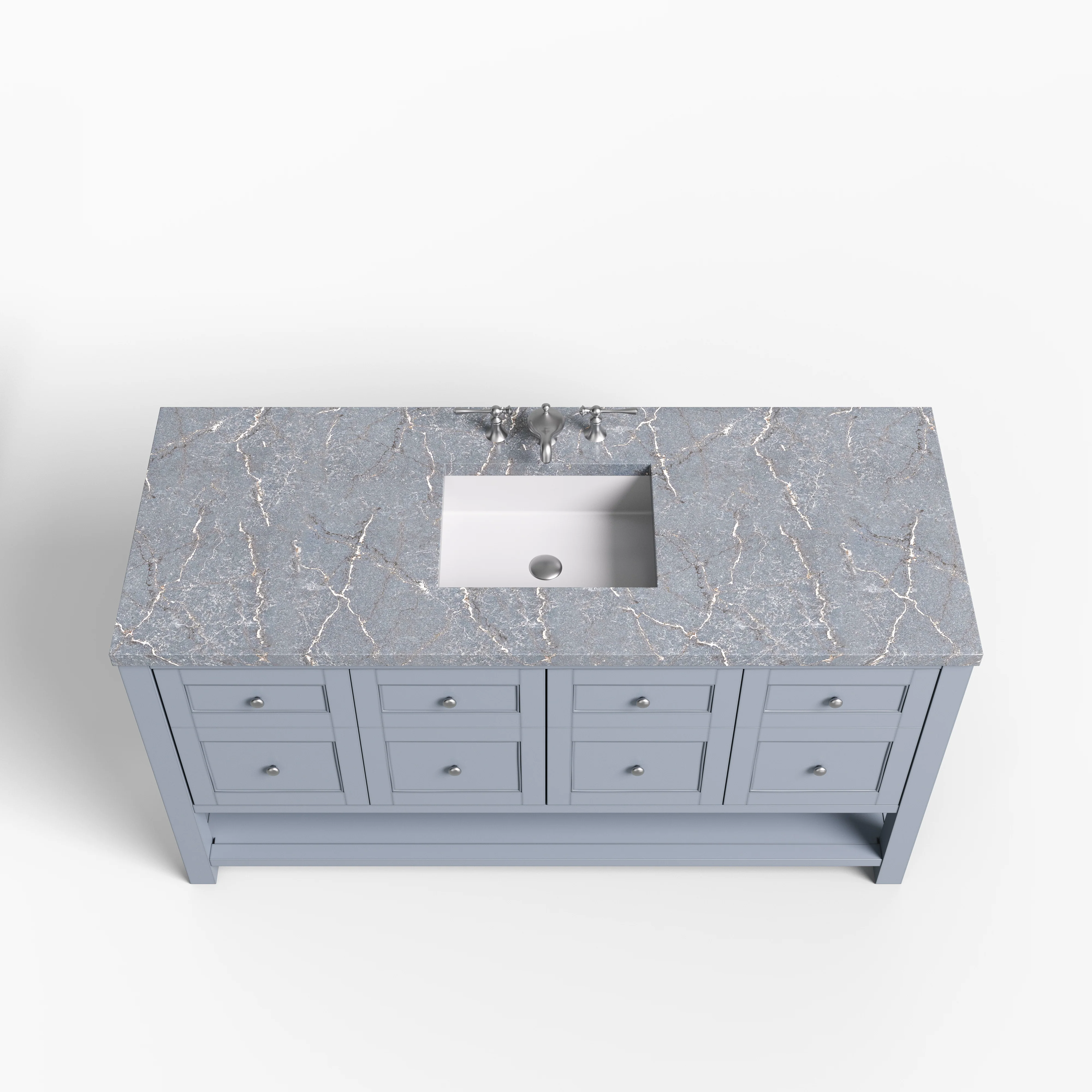 Bridgette 60" Single Vanity in Serenity Blue with 3 cm Parisien Bleu Quartz Top - Image 3