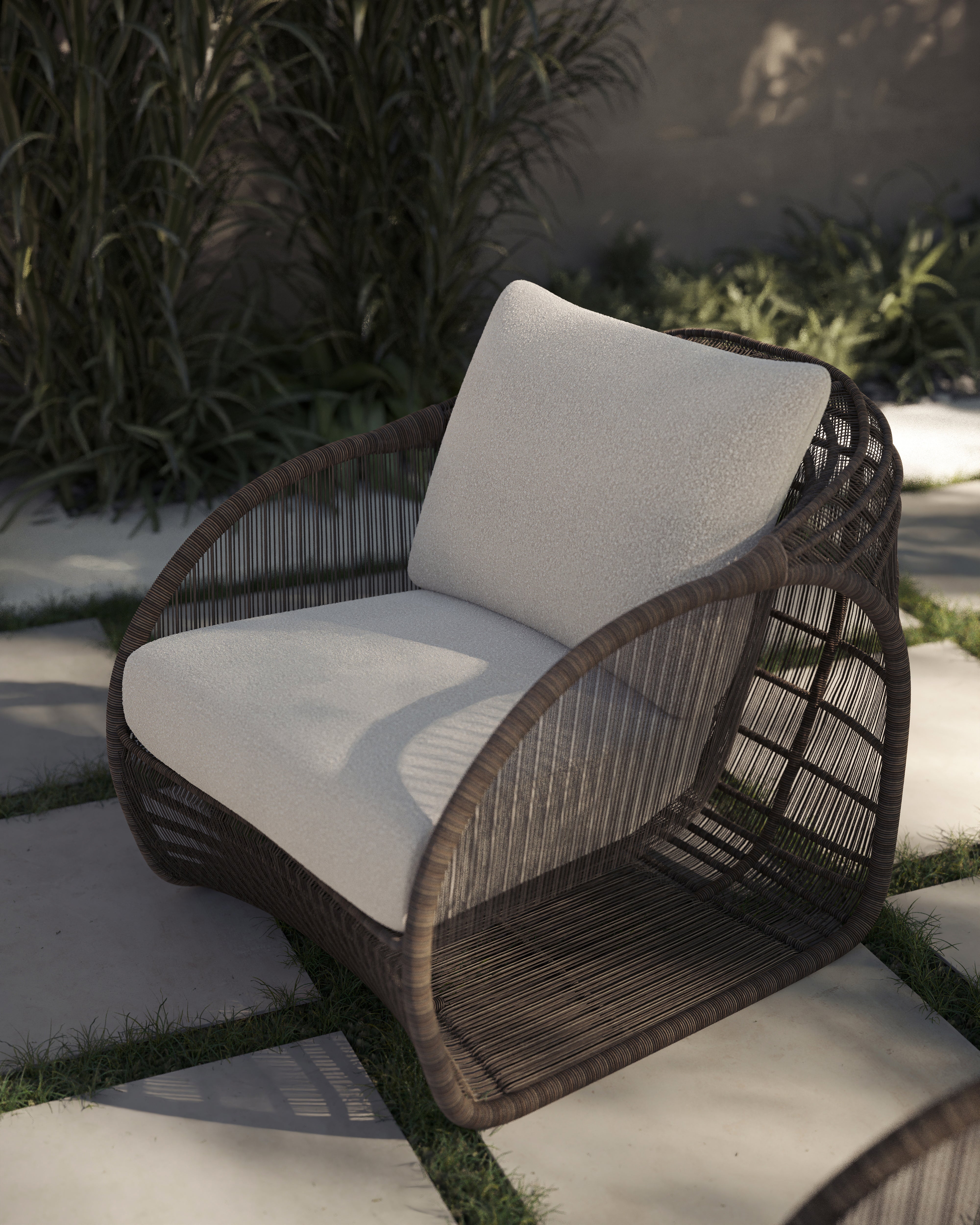 Caldra Outdoor Lounge Chair in Cream - Image 2