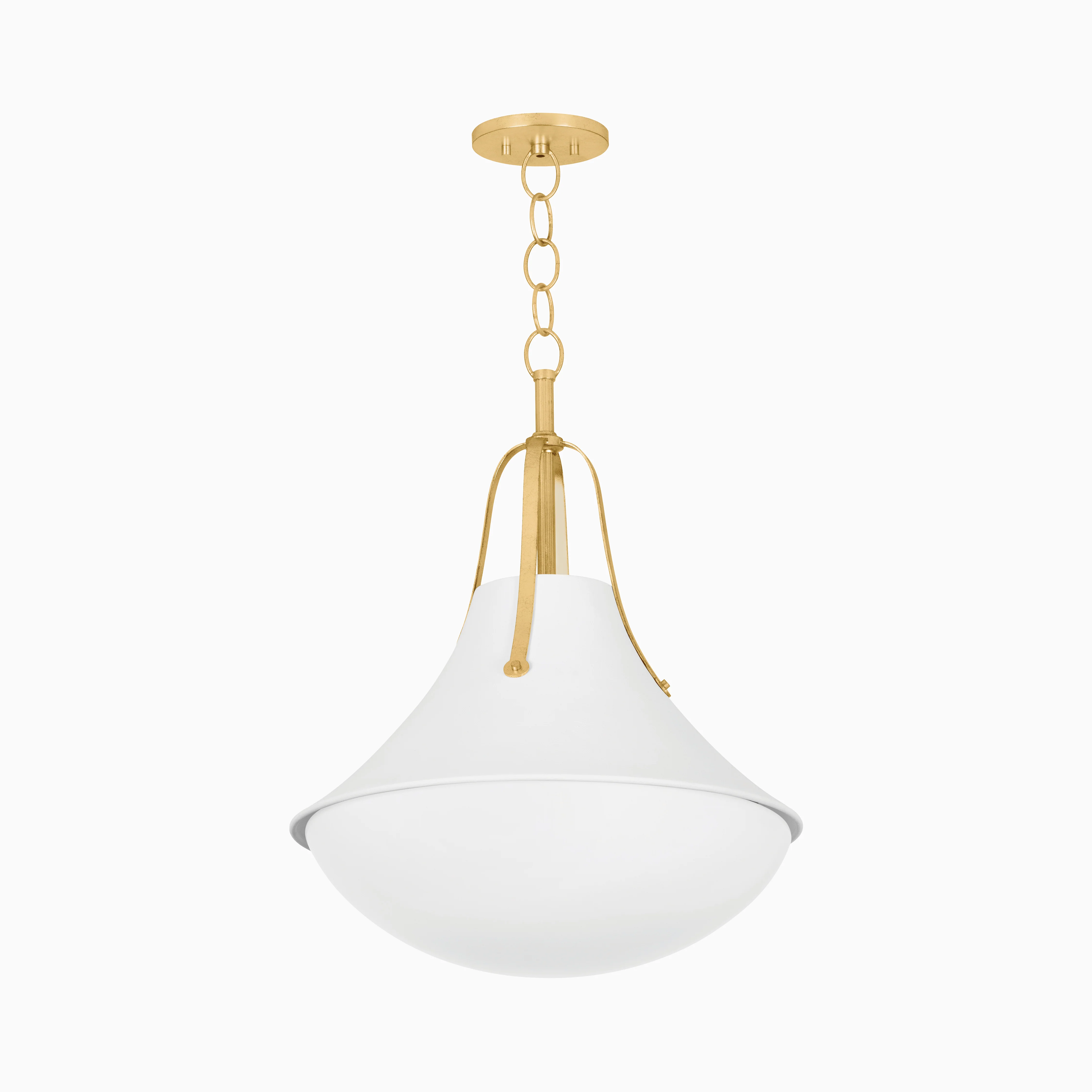 Caruso 16" Pendant in Vintage Gold Leaf / White Plaster - Image 3