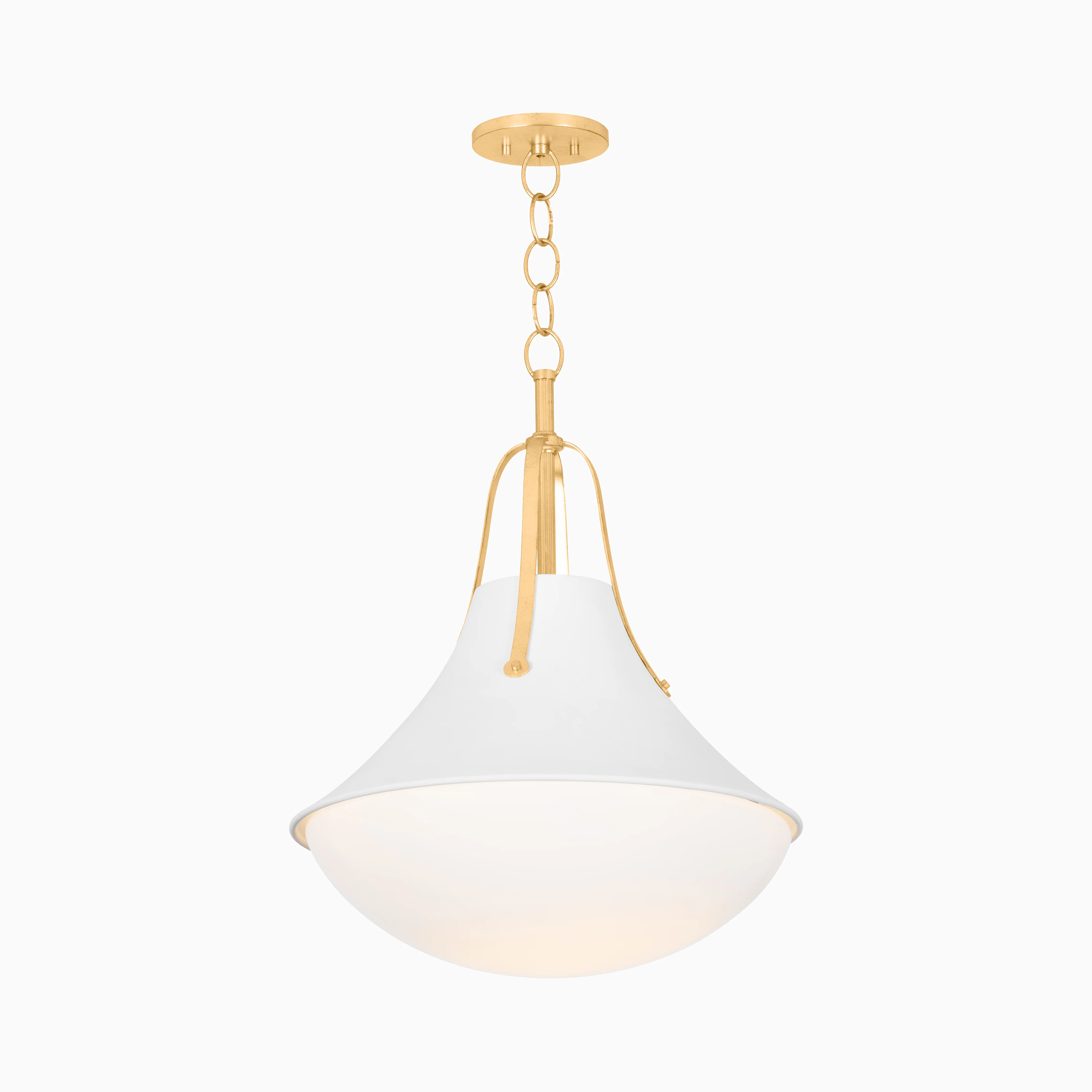 Caruso 16" Pendant in Vintage Gold Leaf / White Plaster - Image 4