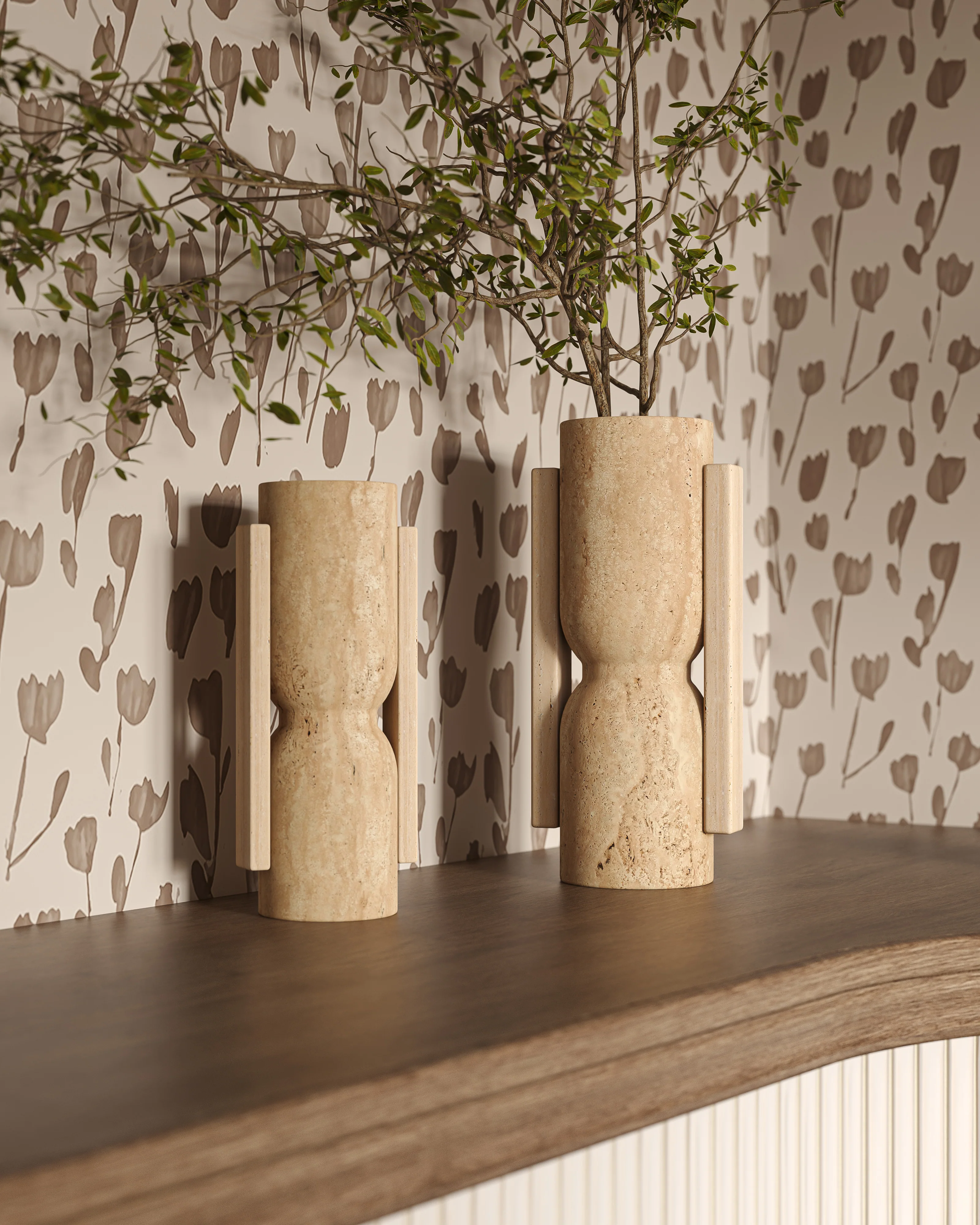 Cavendry Travertine Vase Set - Image 2