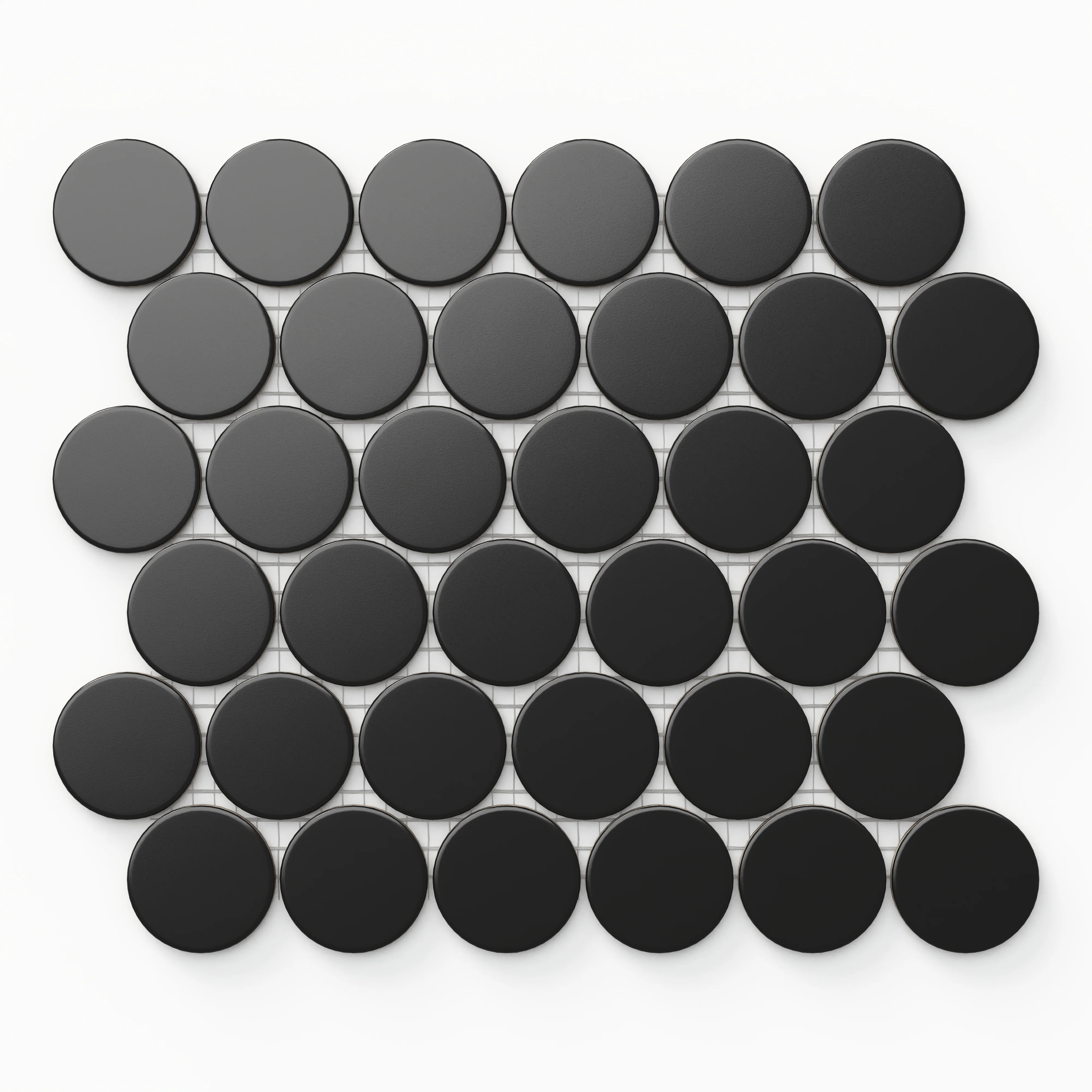 Cece 12 x 12 Matte Porcelain 2" Round Mosaic Tile in Black