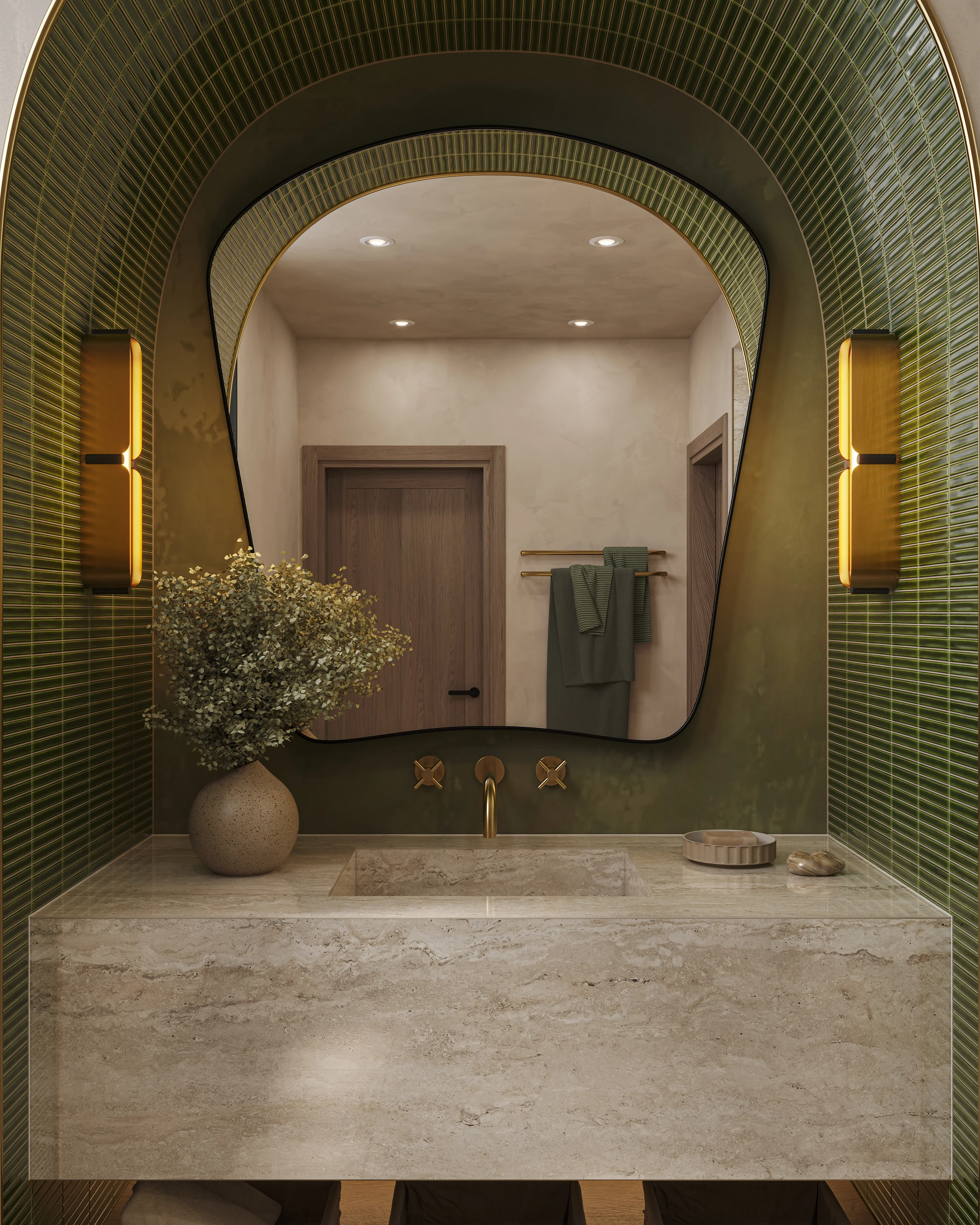 Celia 4.6 x 4.6 Glossy Porcelain Tile in Olive - Image 6