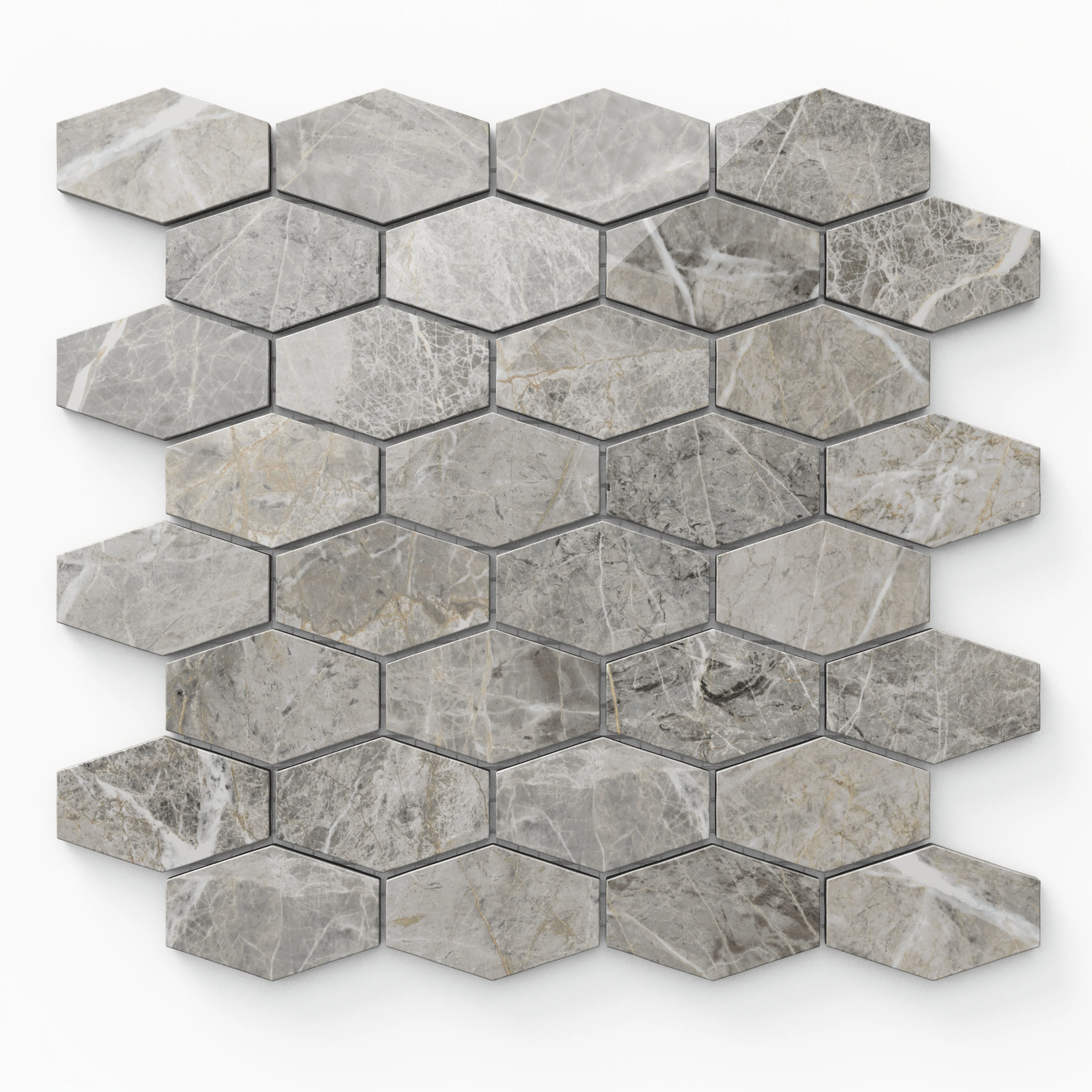 Chantel 12 x 11 Polished Porcelain Hexagon Mosaic Tile in Imperial