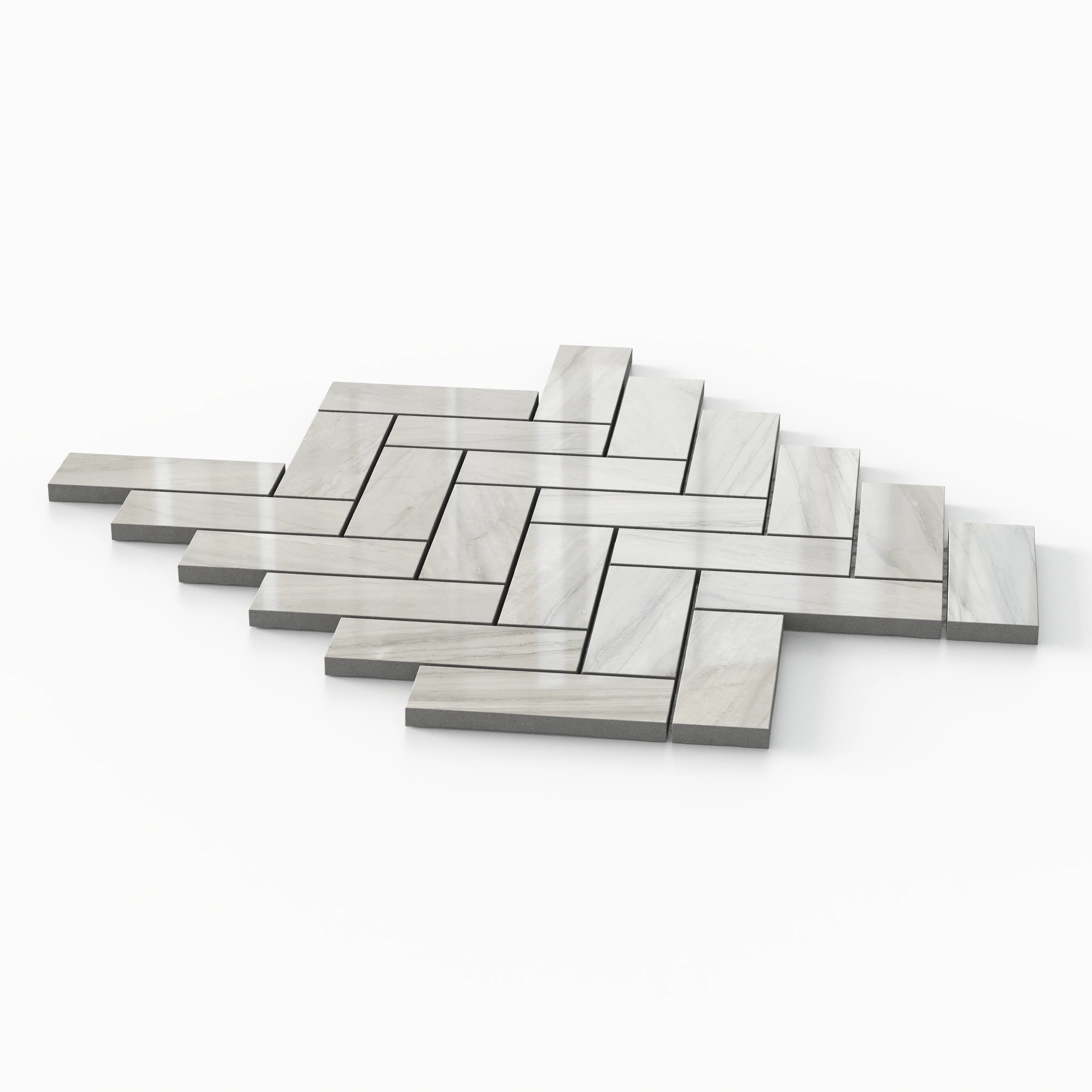 Chantel 12 x 15 Polished Porcelain Herringbone Mosaic Tile in Alaska Grey - Image 2