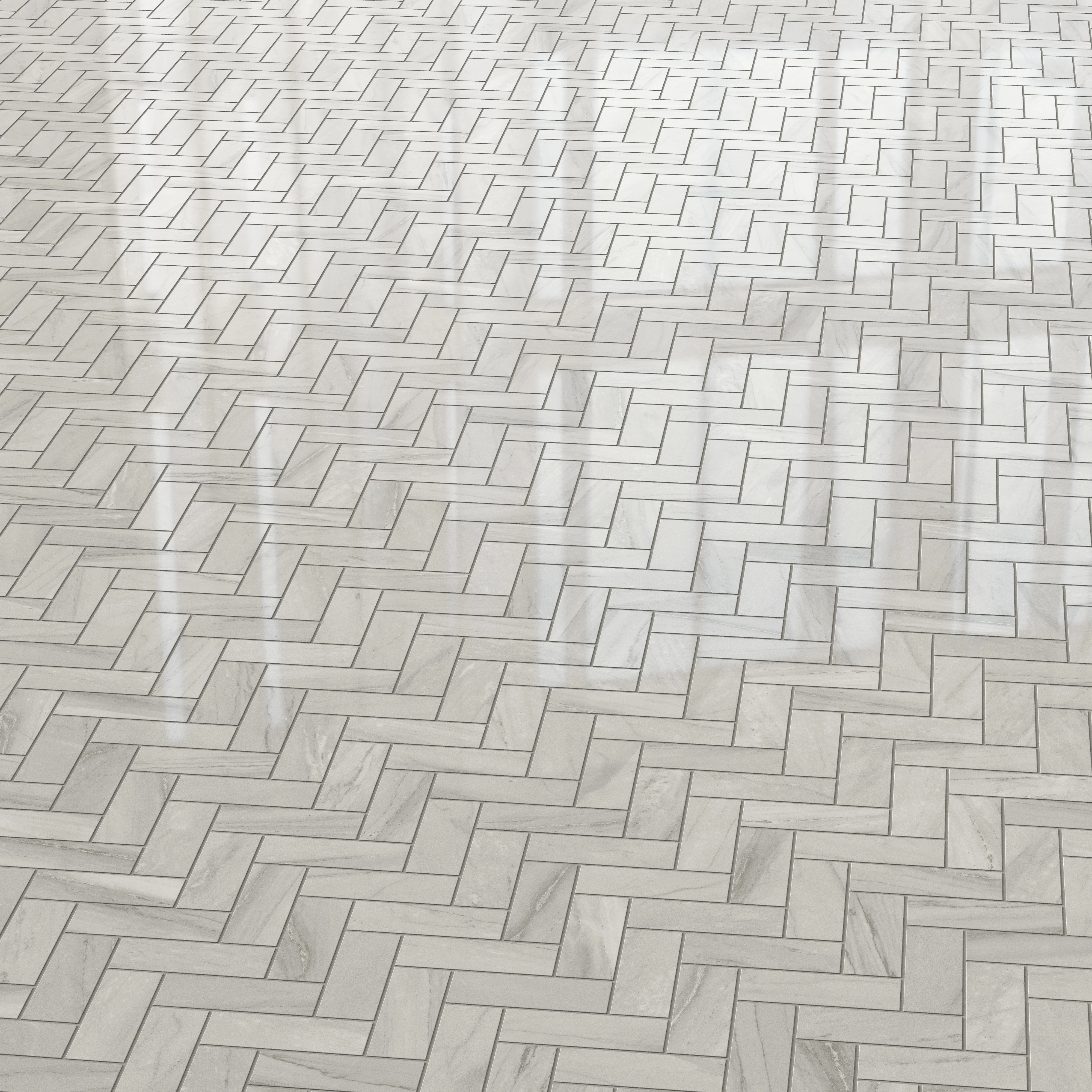 Chantel 12 x 15 Polished Porcelain Herringbone Mosaic Tile in Alaska Grey - Image 3