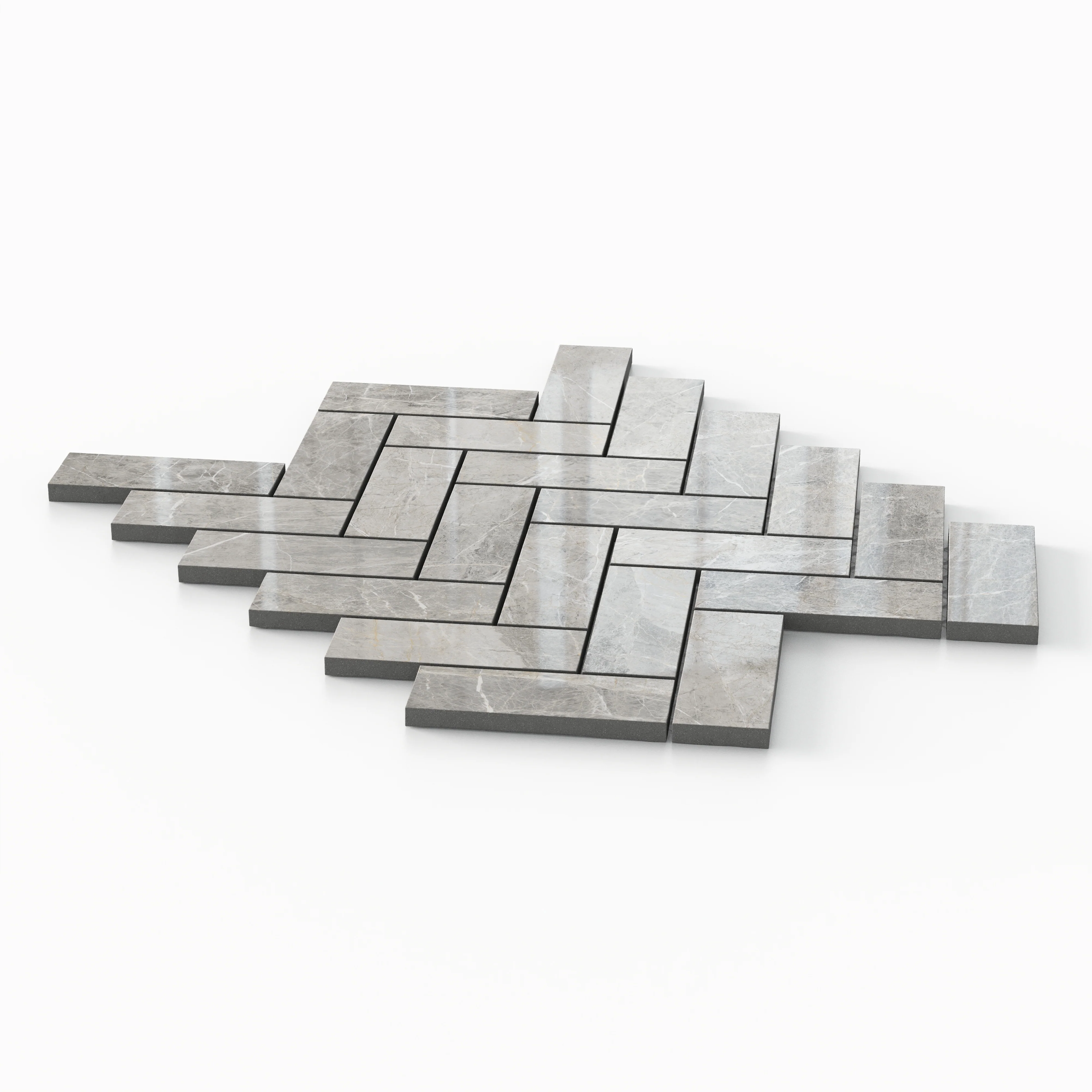 Chantel 12 x 15 Polished Porcelain Herringbone Mosaic Tile in Imperial - Image 2