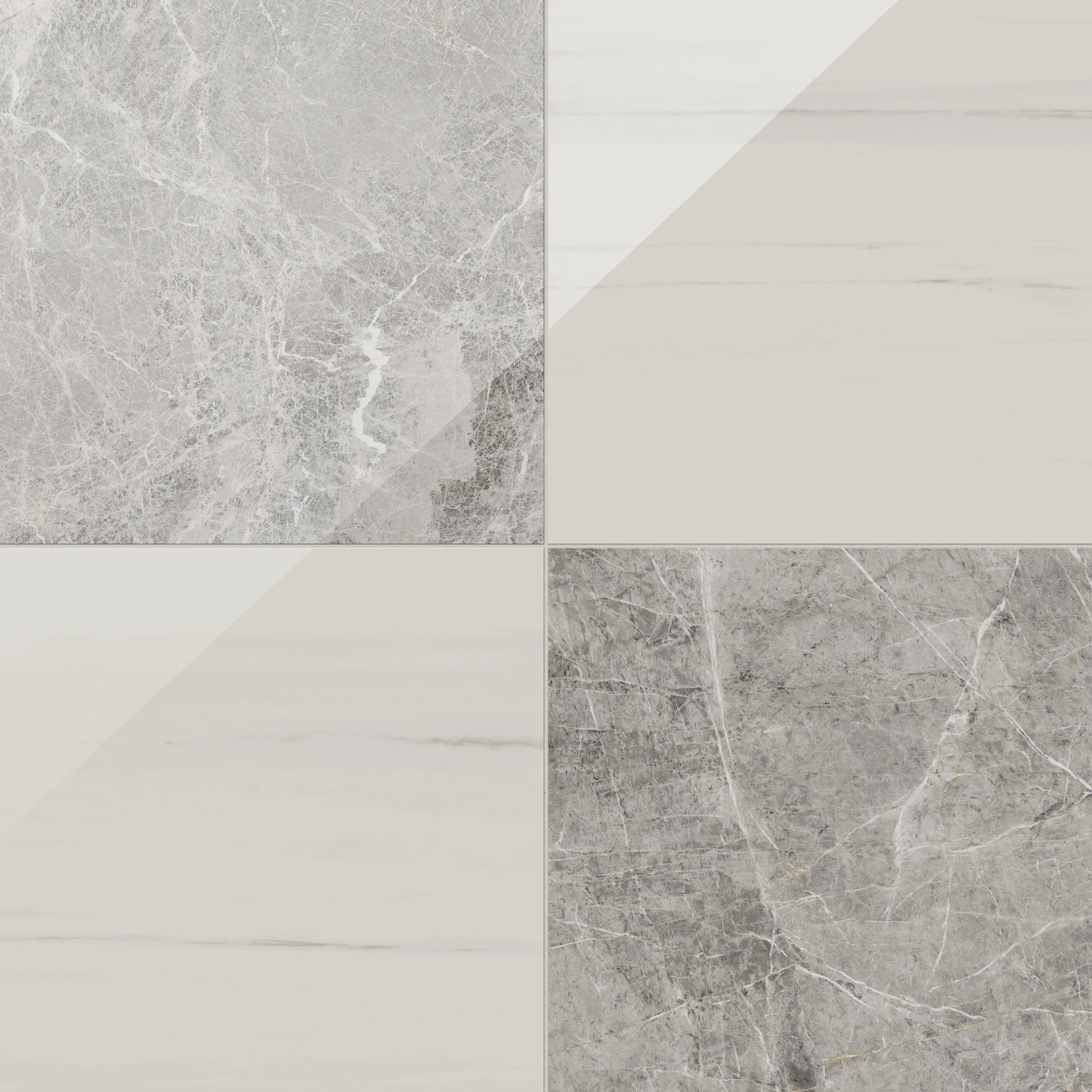 Chantel 24 x 24 Checkerboard Polished Porcelain Tile in Dolomite and Imperial