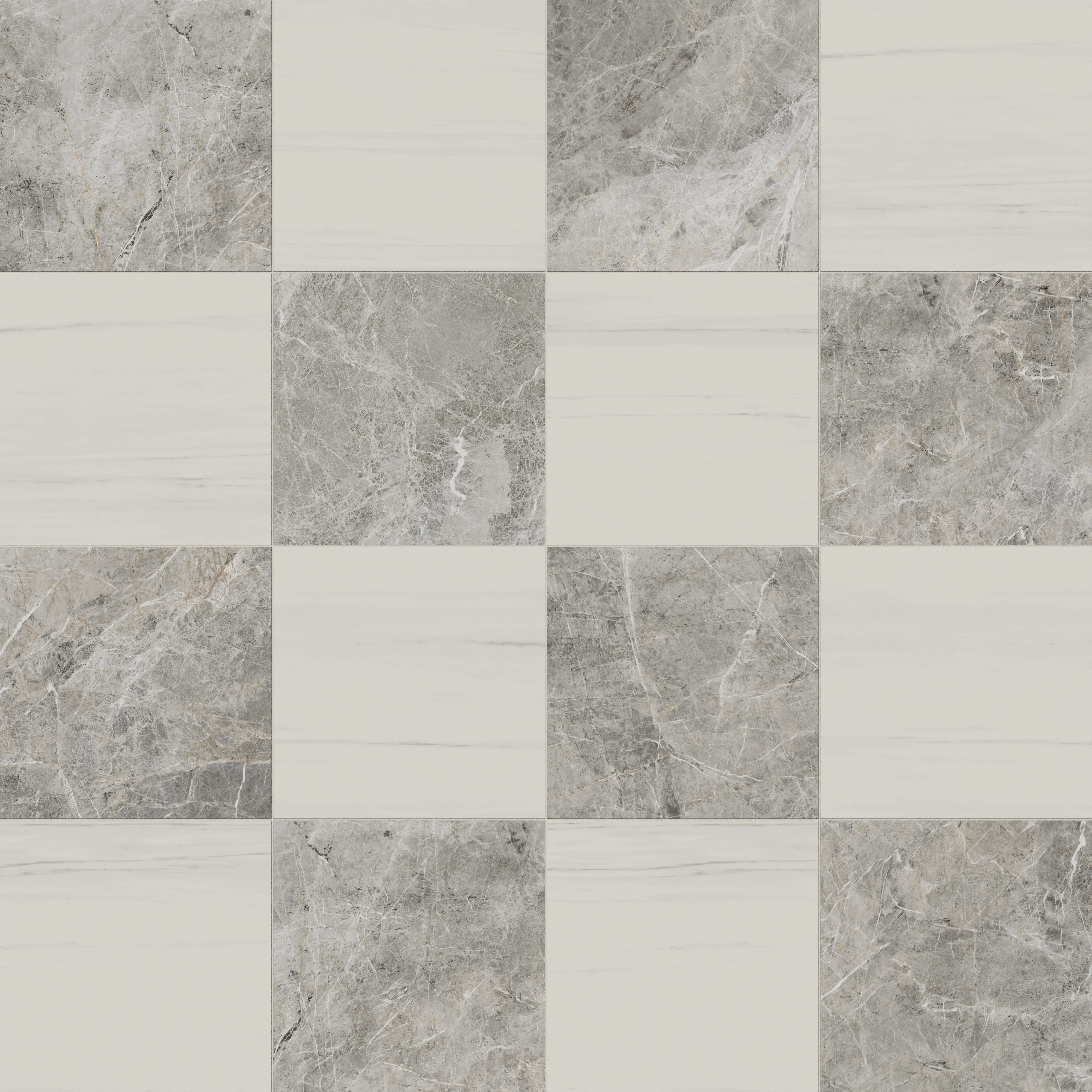 Chantel 24 x 24 Checkerboard Polished Porcelain Tile in Dolomite and Imperial - Image 5