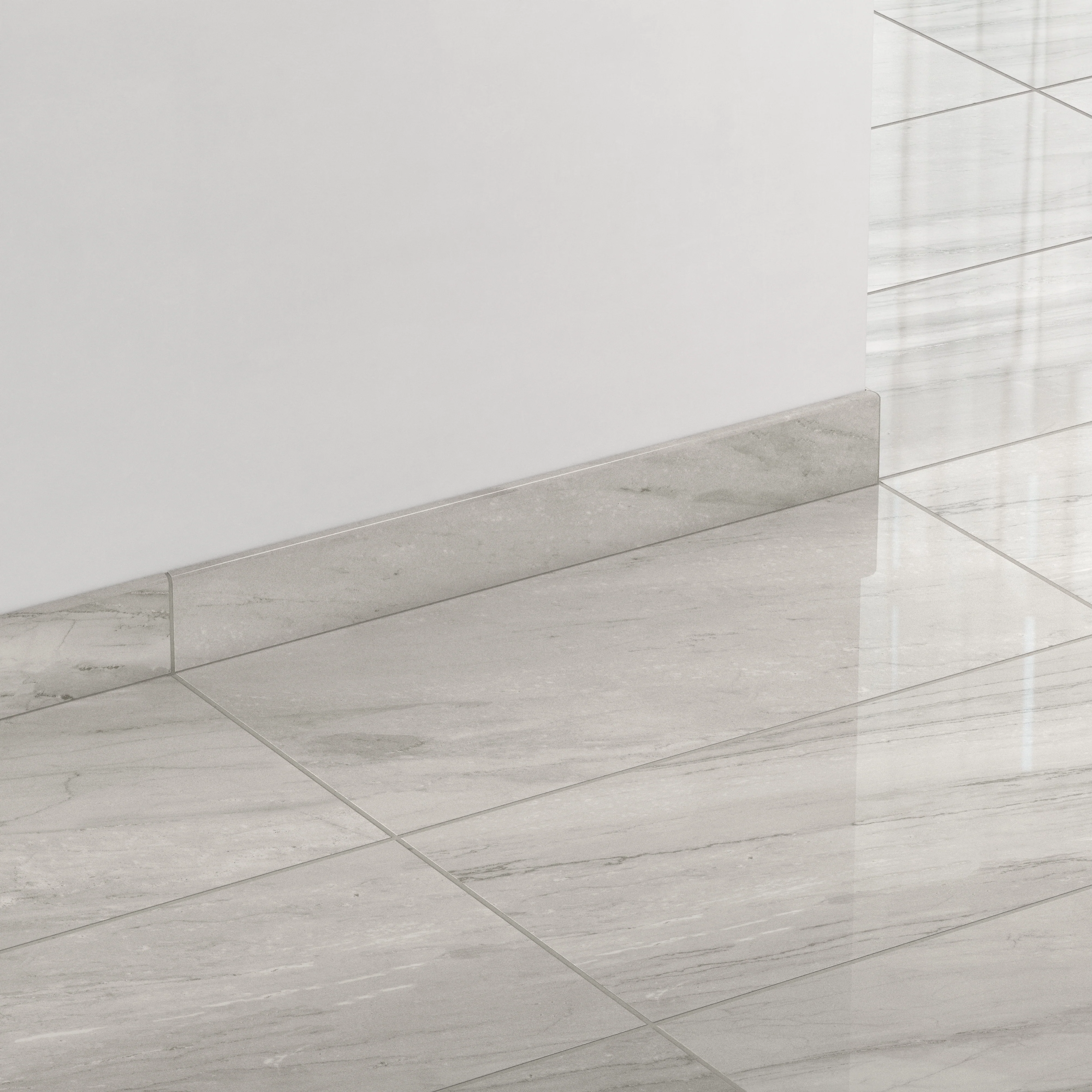Chantel 3 x 24 Polished Porcelain Bullnose Tile in Alaska Grey - Image 3