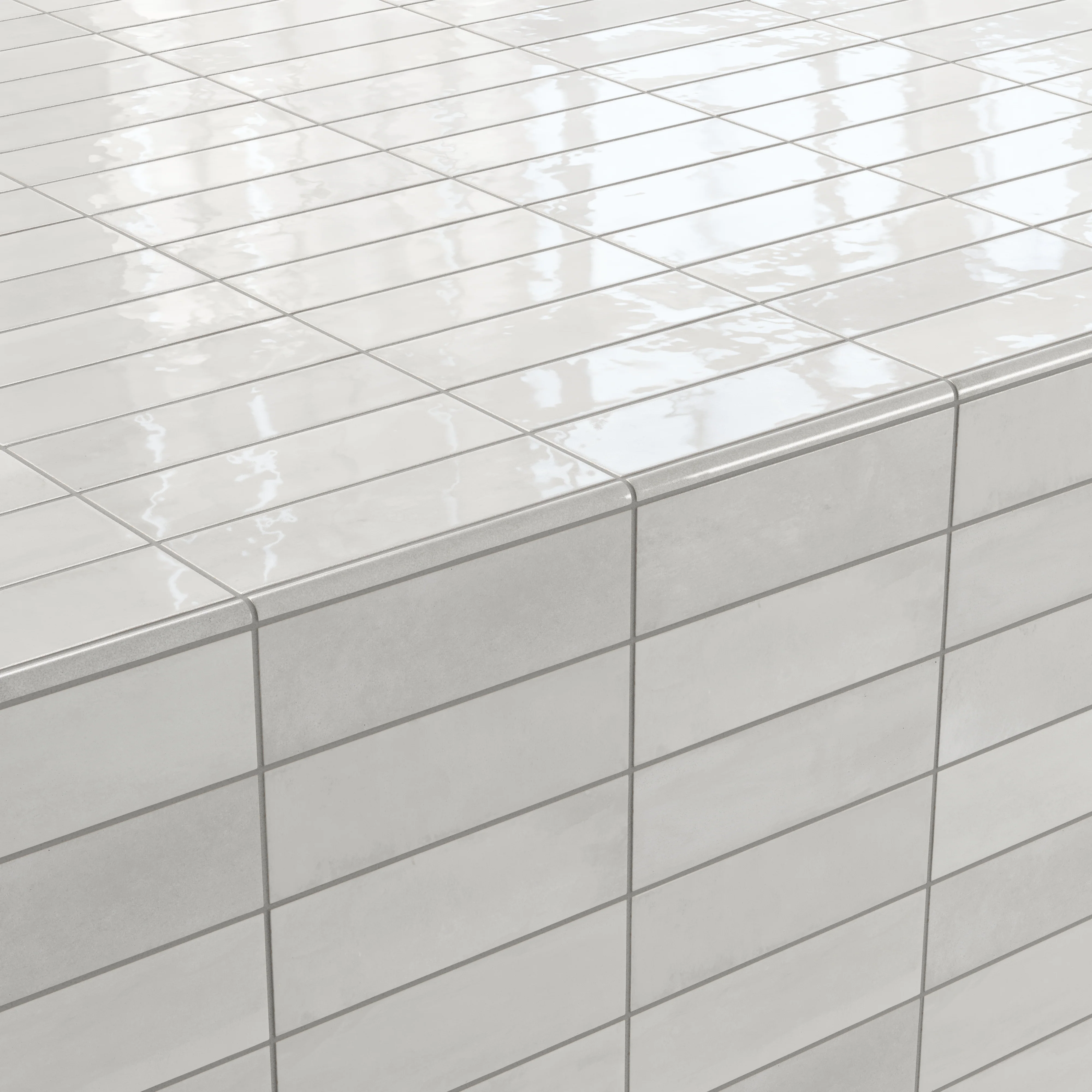Cleo 0.43 x 6.3 Glossy Ceramic Rounded Edge Tile in Cloud - Image 4
