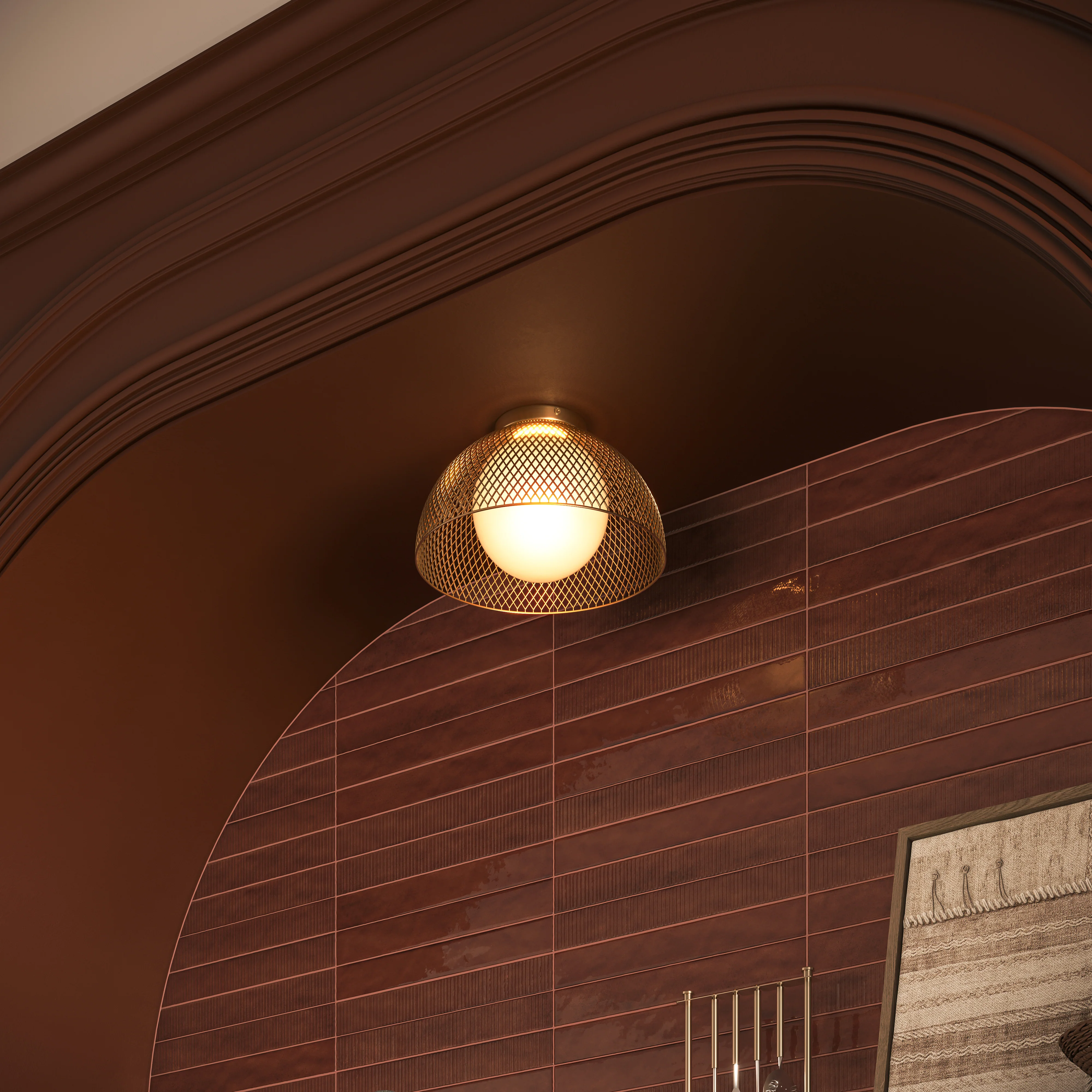 Colleen 12" 1 Light Flush Mount in Gold/Opal Matte Glass - Image 2