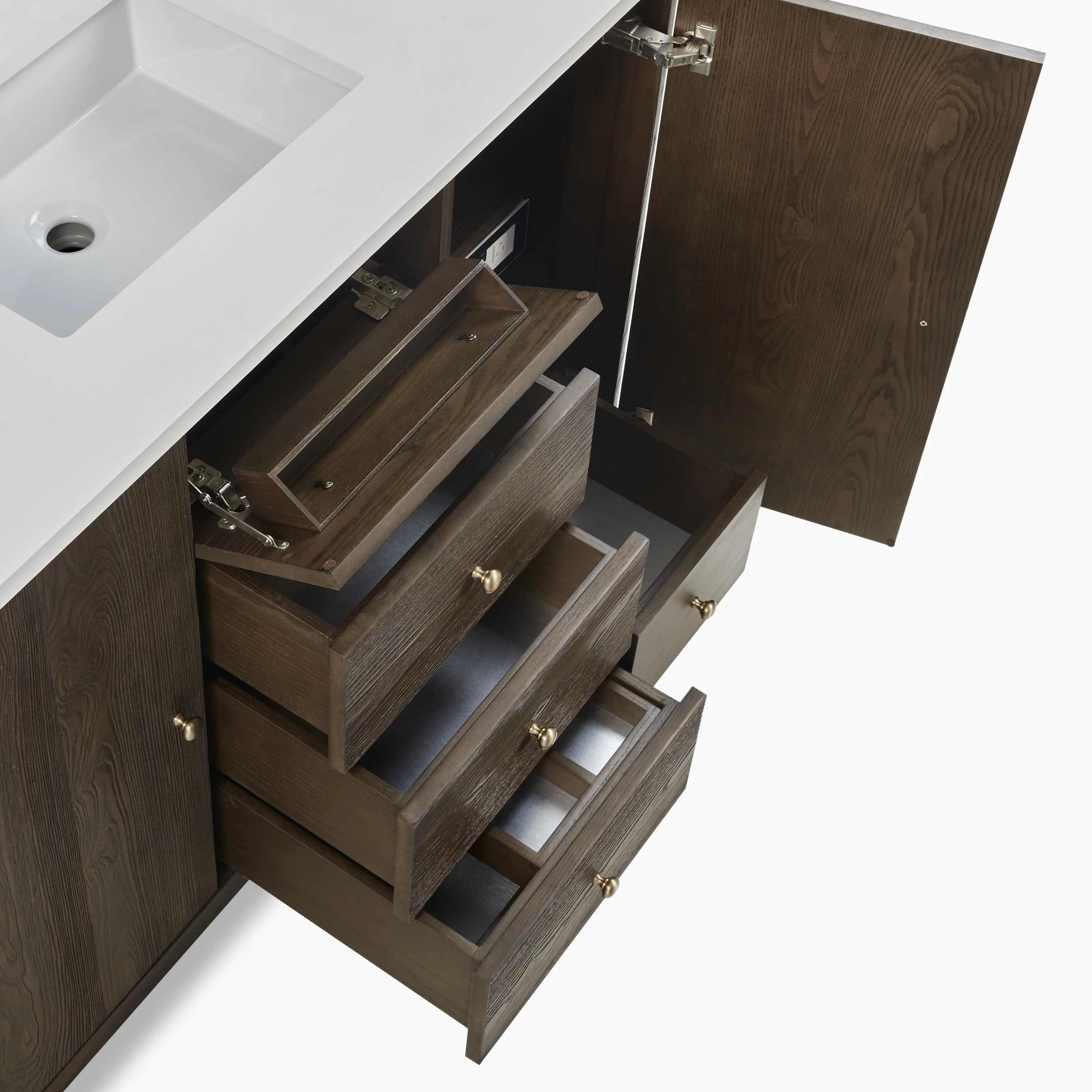 Colton 48" Single Vanity in Sable with 3 cm White Zeus Quartz Top - Image 6