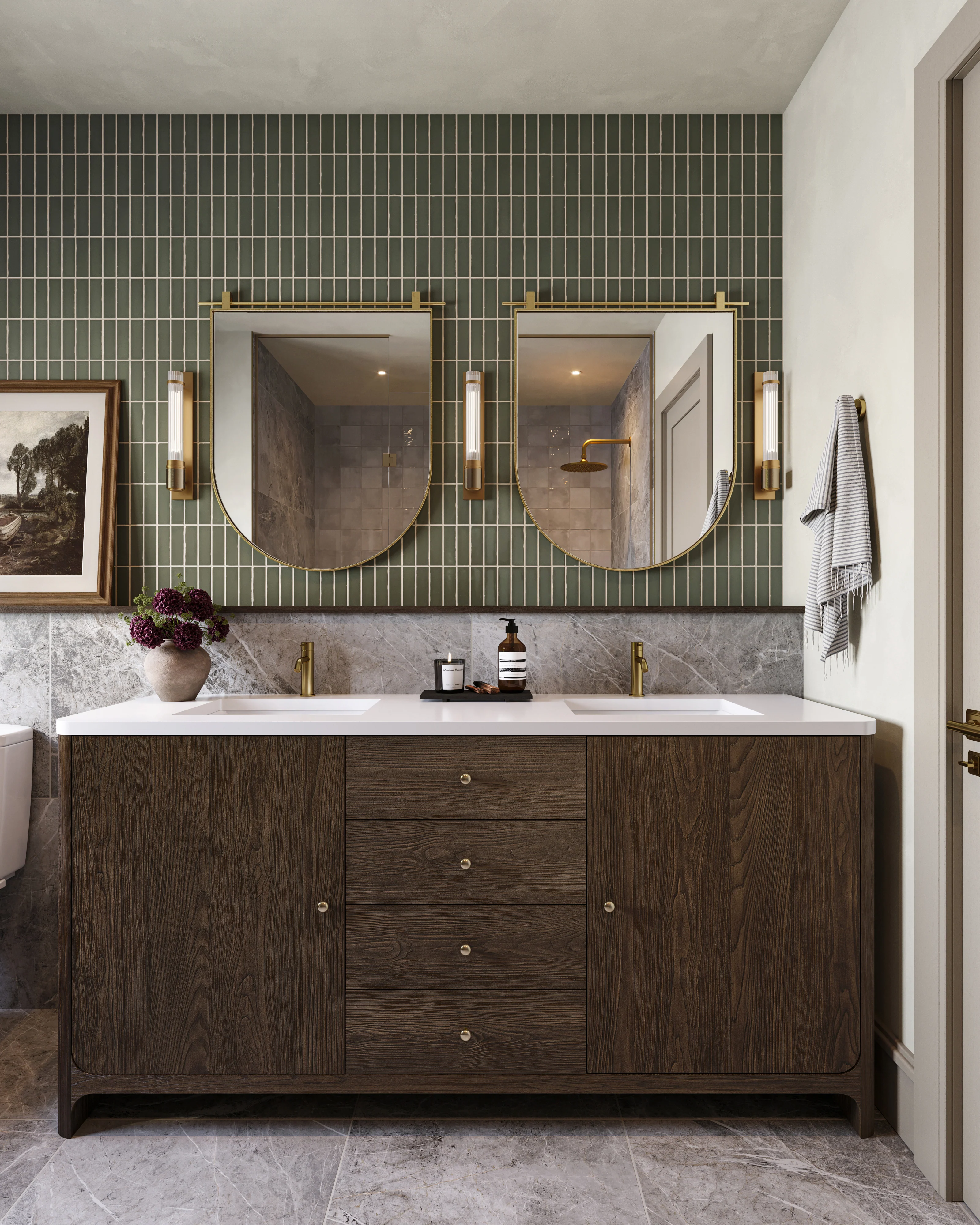 Colton 72" Double Vanity in Sable with 3 cm White Zeus Quartz Top - Image 2
