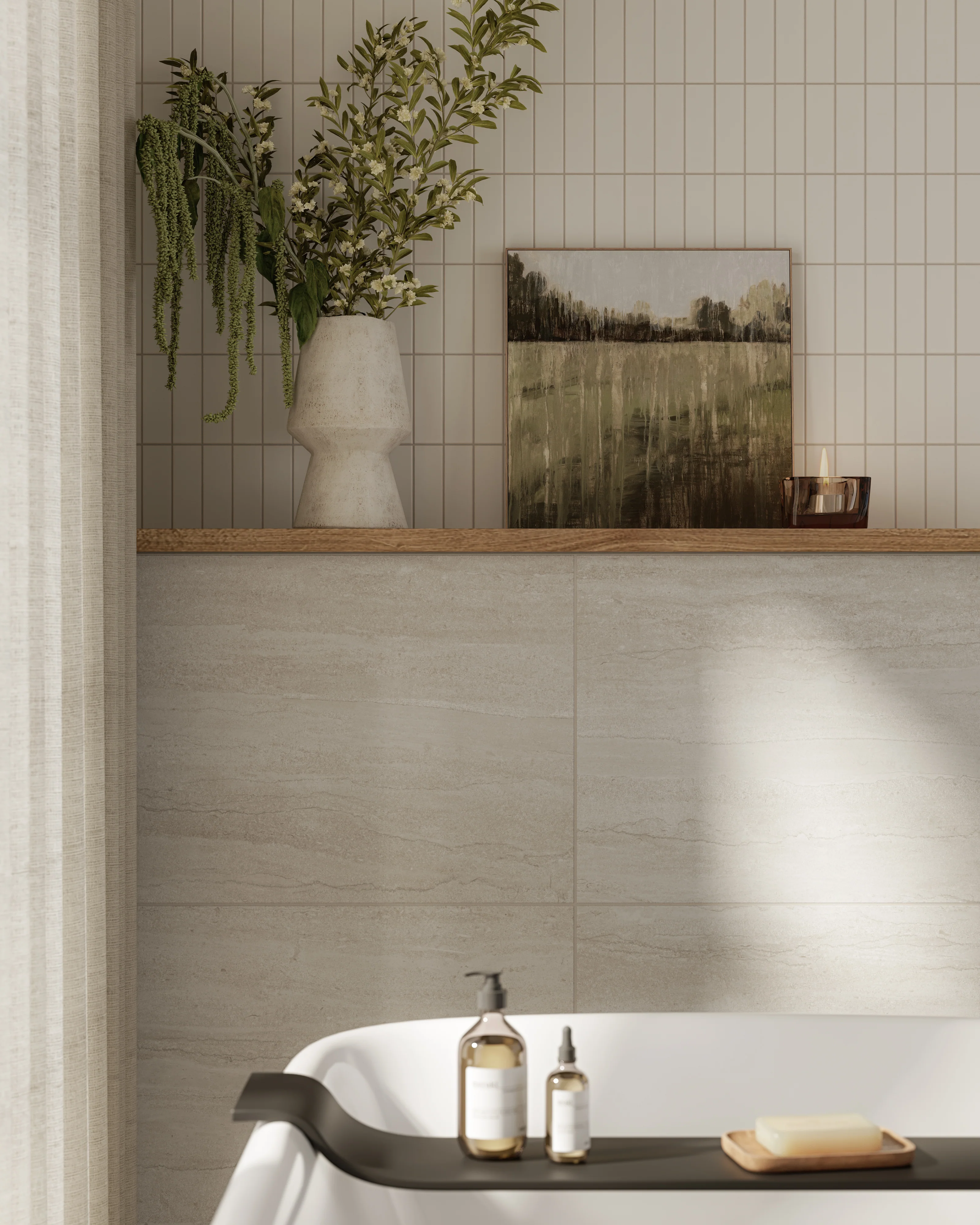 Dani 1.6 x 5 Matte Ceramic Tile in Cream - Image 19