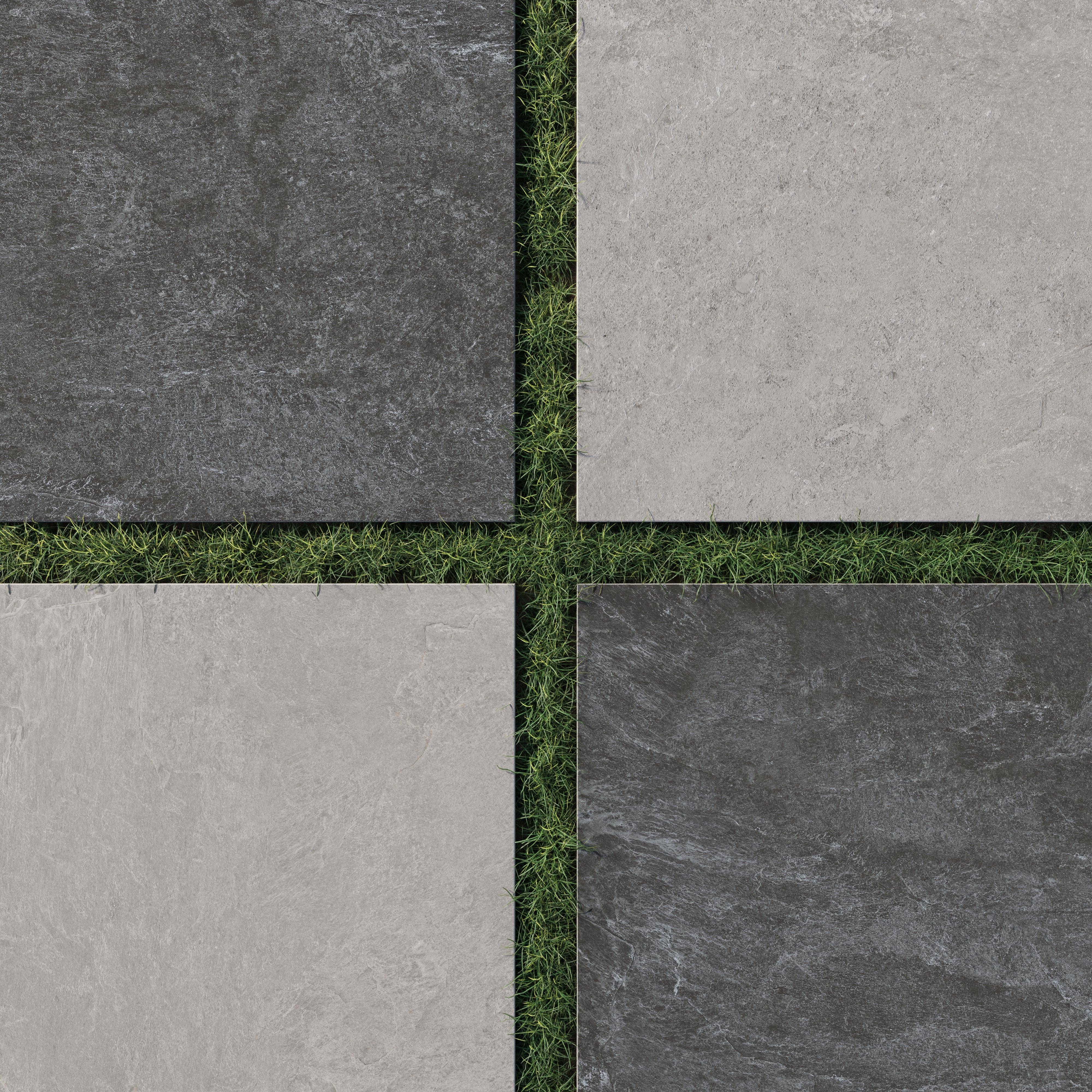 Dawson 24 x 24 Checkerboard Grip 2cm Porcelain Paver Tile in Midnight Slate & Millstone