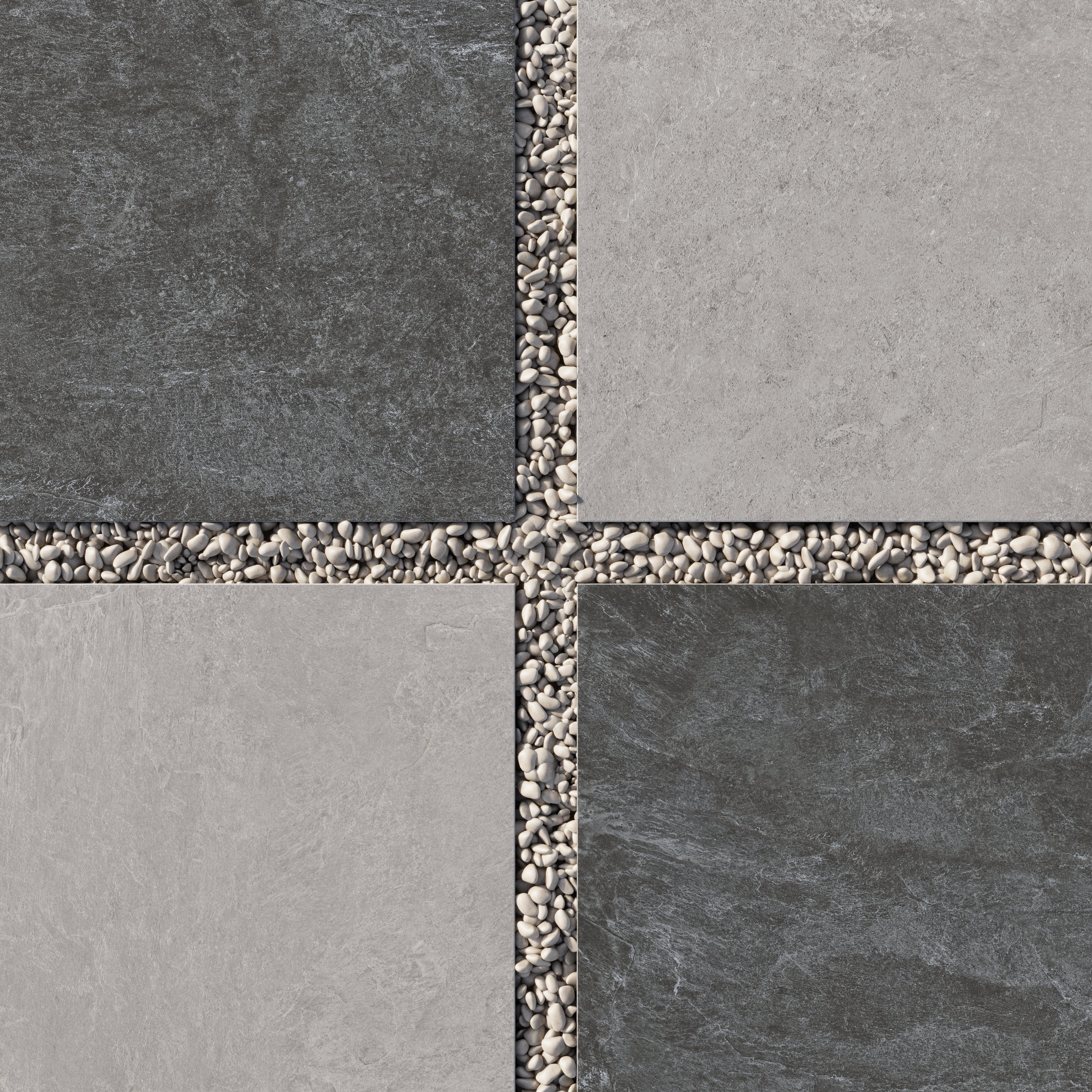 Dawson 24 x 24 Checkerboard Grip 2cm Porcelain Paver Tile in Midnight Slate & Millstone - Image 2