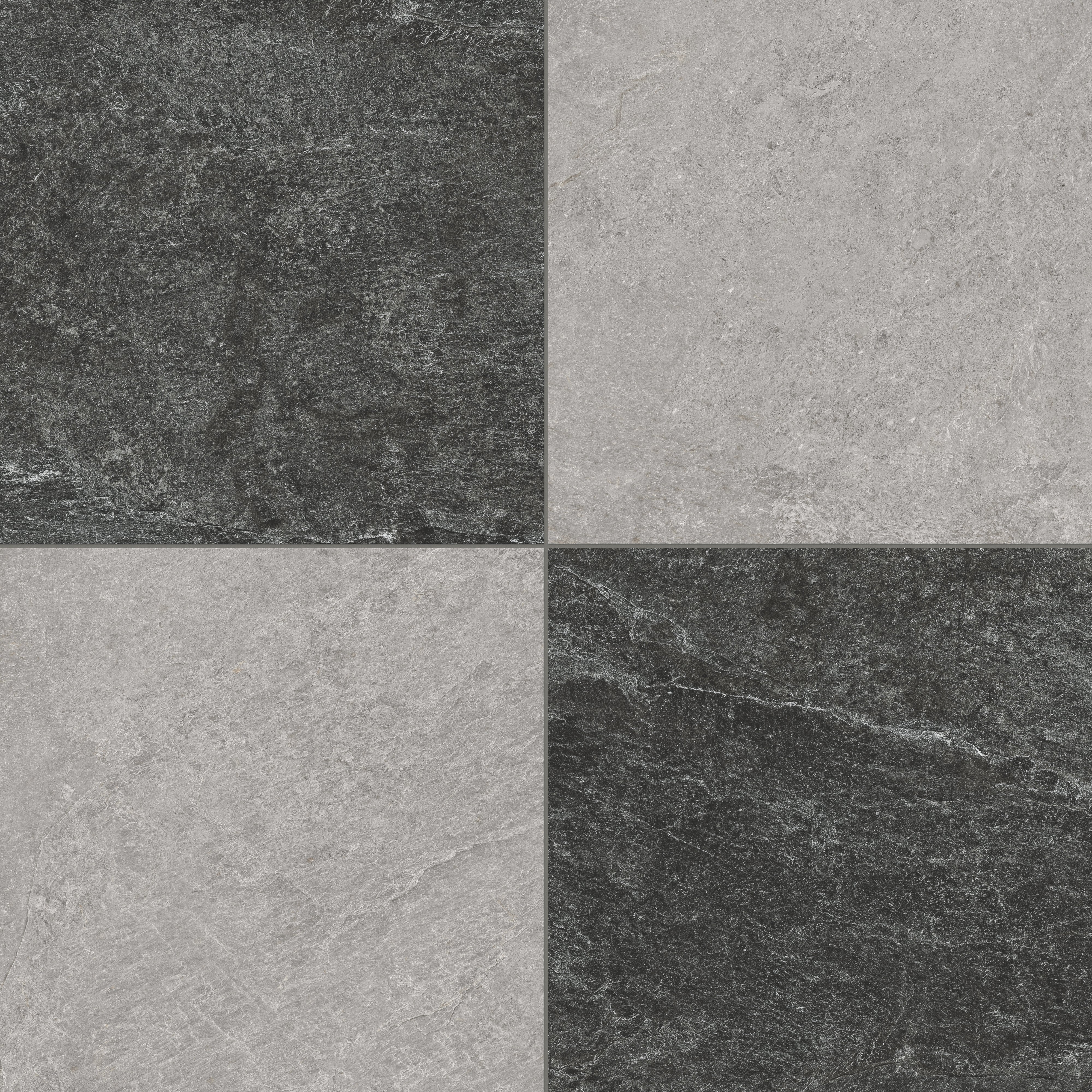 Dawson 24 x 24 Checkerboard Grip 2cm Porcelain Paver Tile in Midnight Slate & Millstone - Image 5